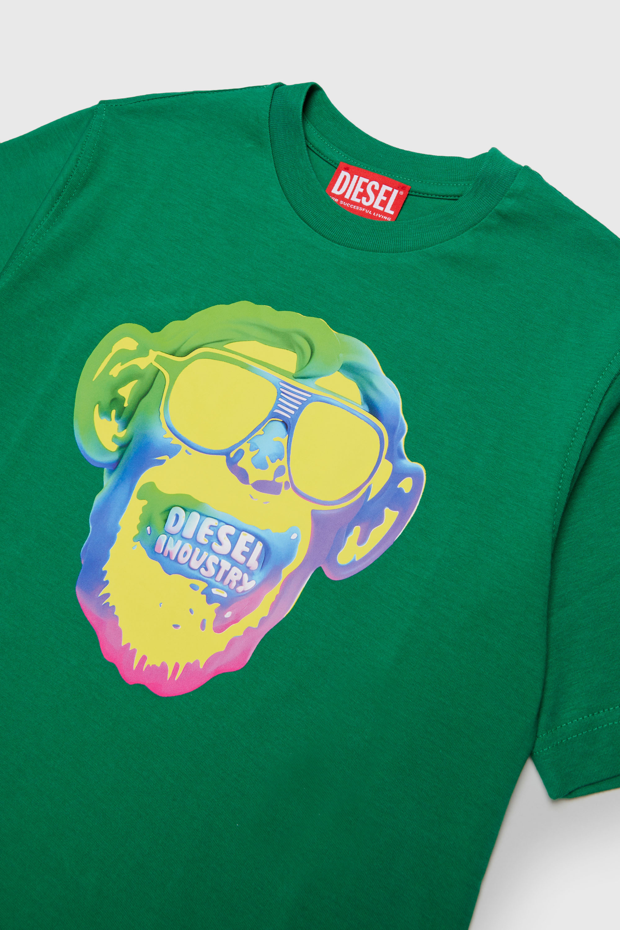 Diesel - TMONKEY OVER, Man's T-shirt with monkey print in Green - 3