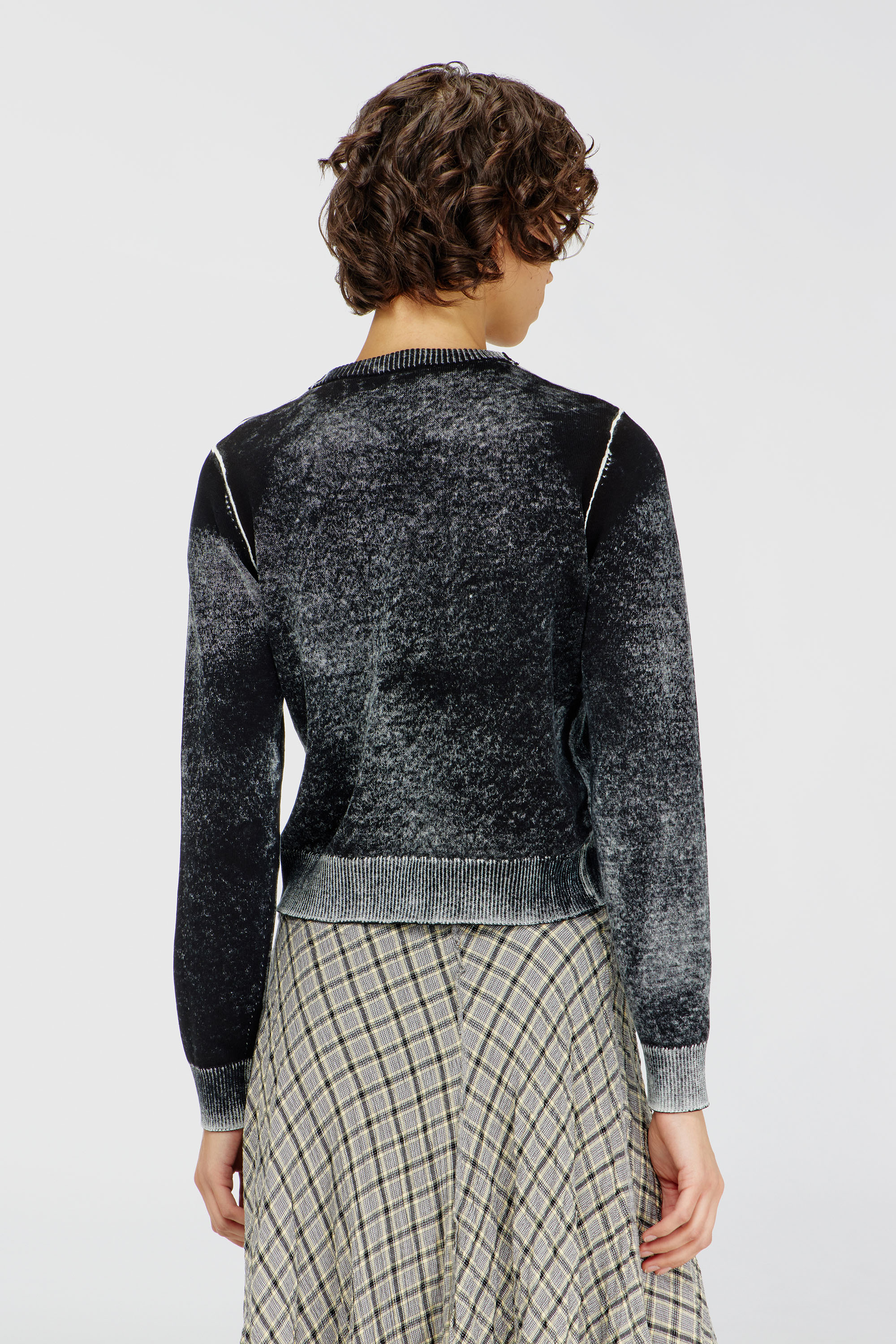 Diesel - M-LOVRE, Woman's Jumper with faded reverse print in Grey/Black - 4