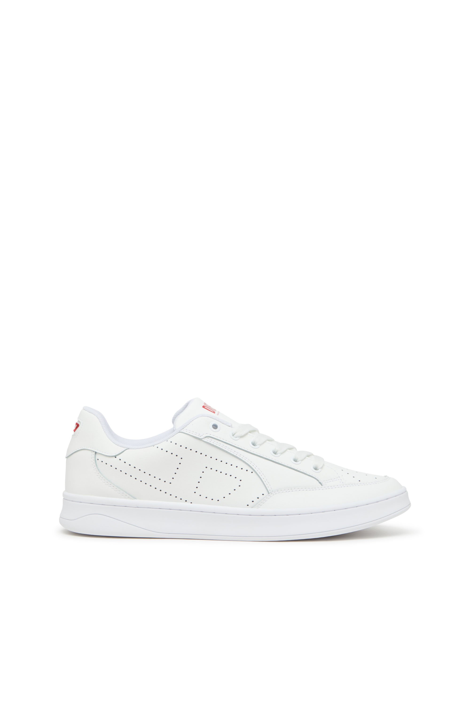 Diesel - S-DAKOTA LOW, Man's Leather sneakers with perforated logo in White - 1