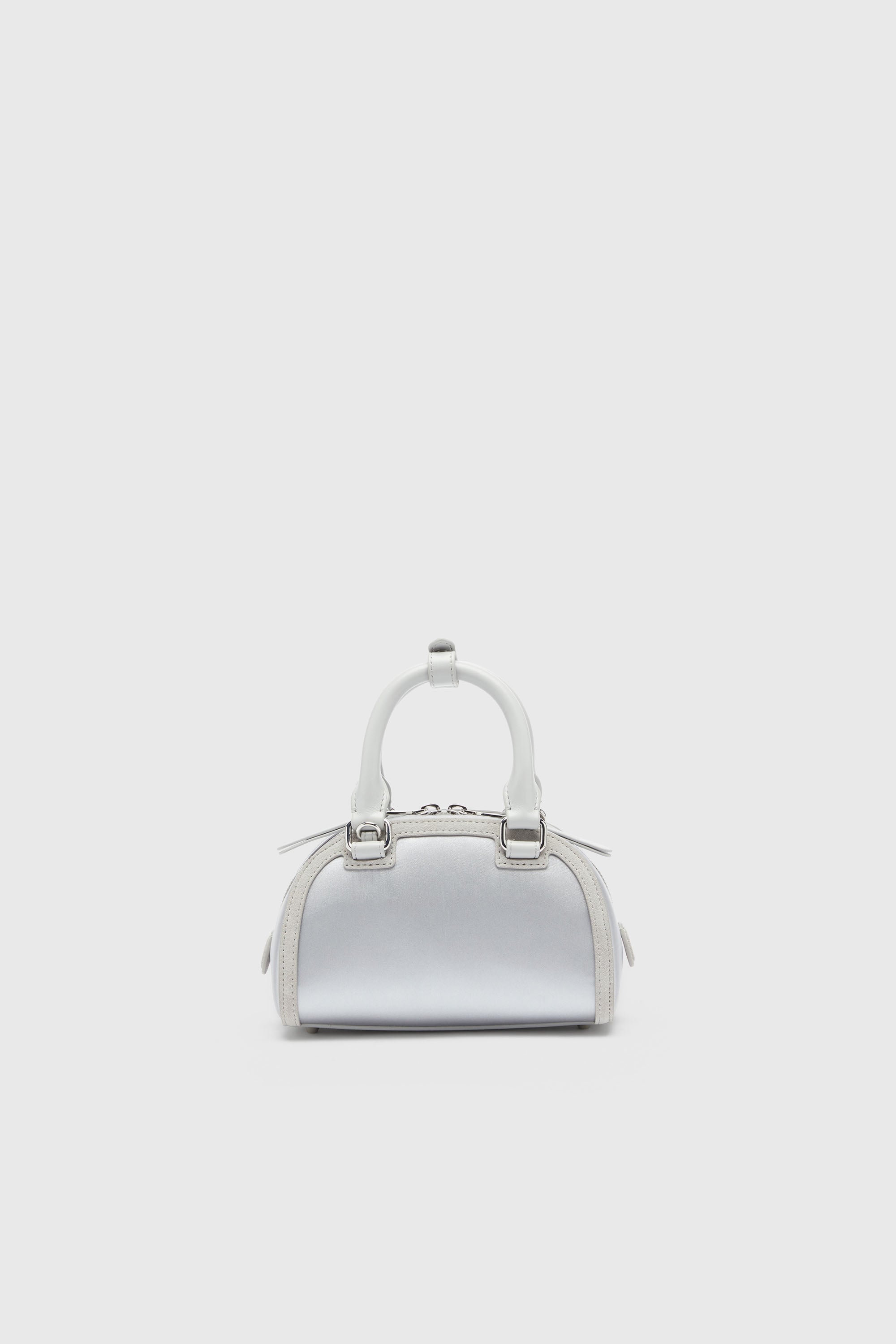 Diesel - 1DR DOME CROSSBODY, Woman's 1DR Dome - Small bowling bag in satin and suede in Silver - 2