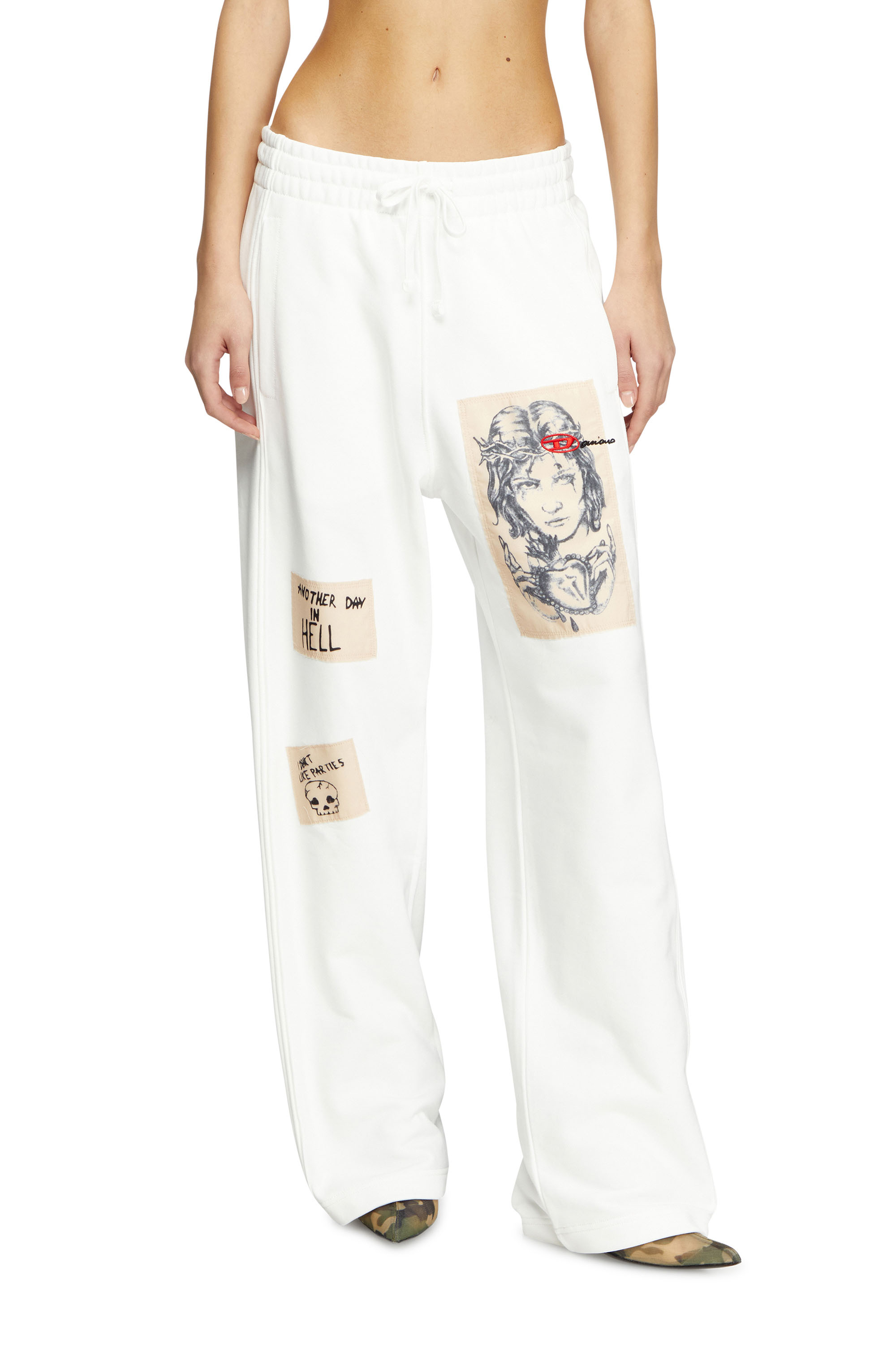 Diesel - P-MARTYANS-DD, Unisex's Track pants with tattoo patches in White - 6