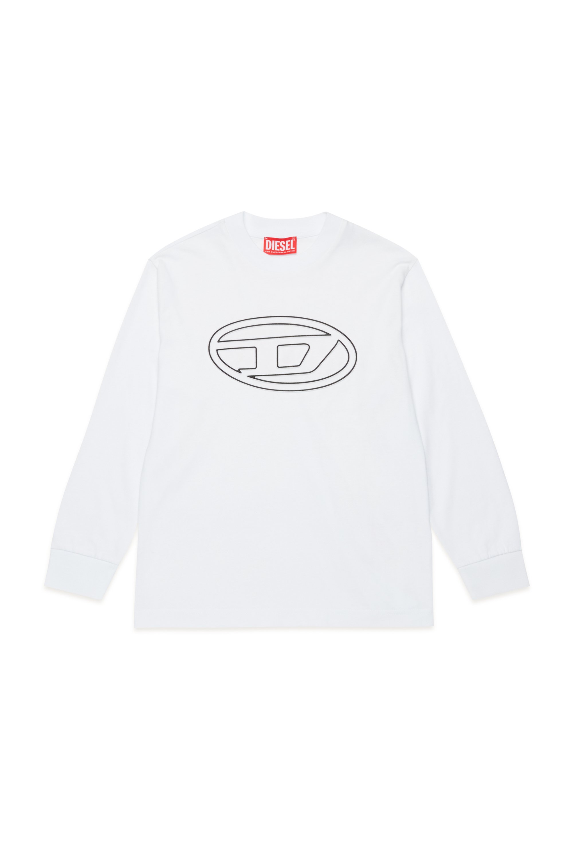 Diesel - TJUSTBIGOVALS OVER, Man's Long sleeved t-shirt with large oval D logo in White - 1