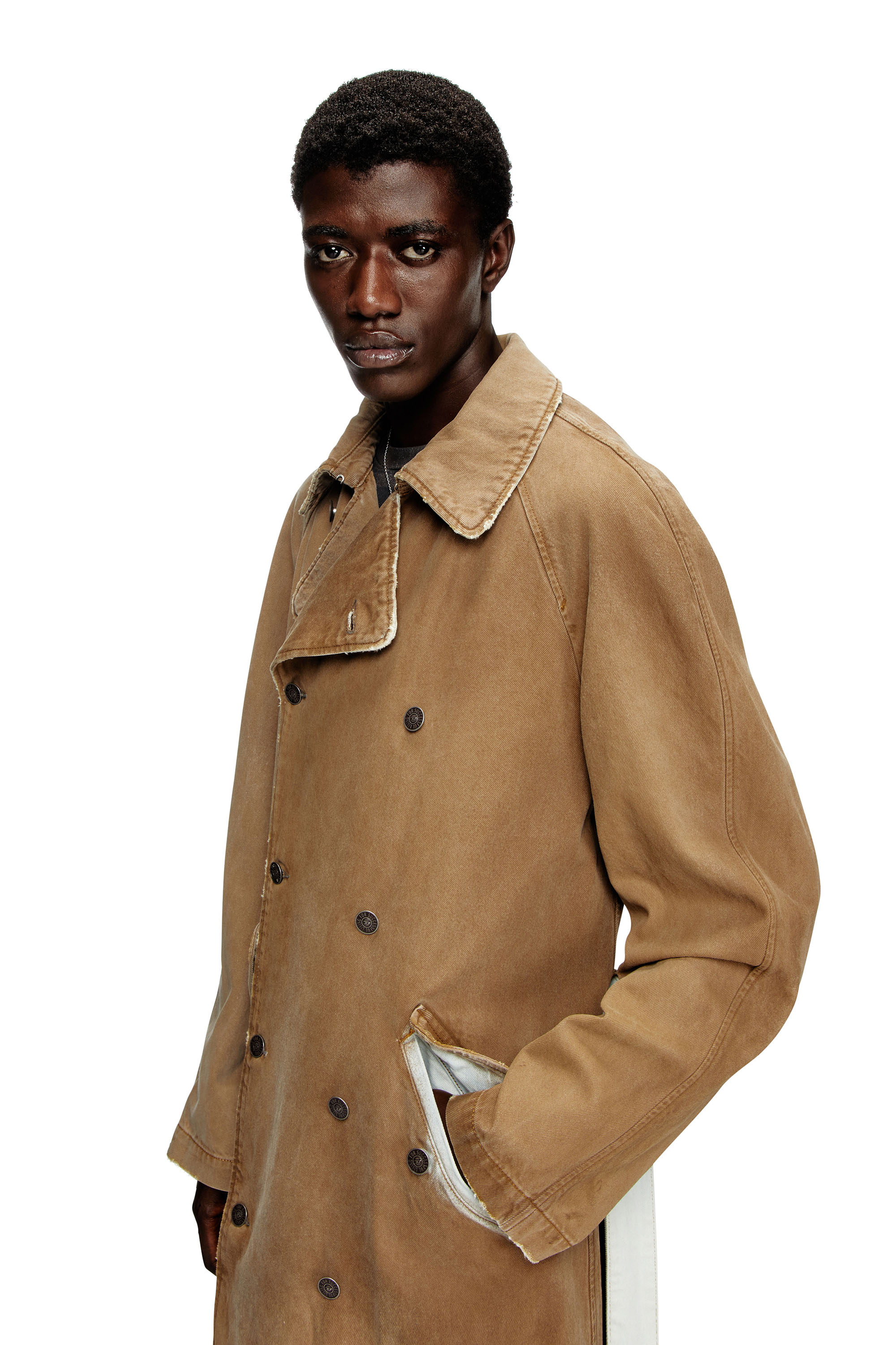 Women's Trench coat in overdirt denim | Brown | Diesel