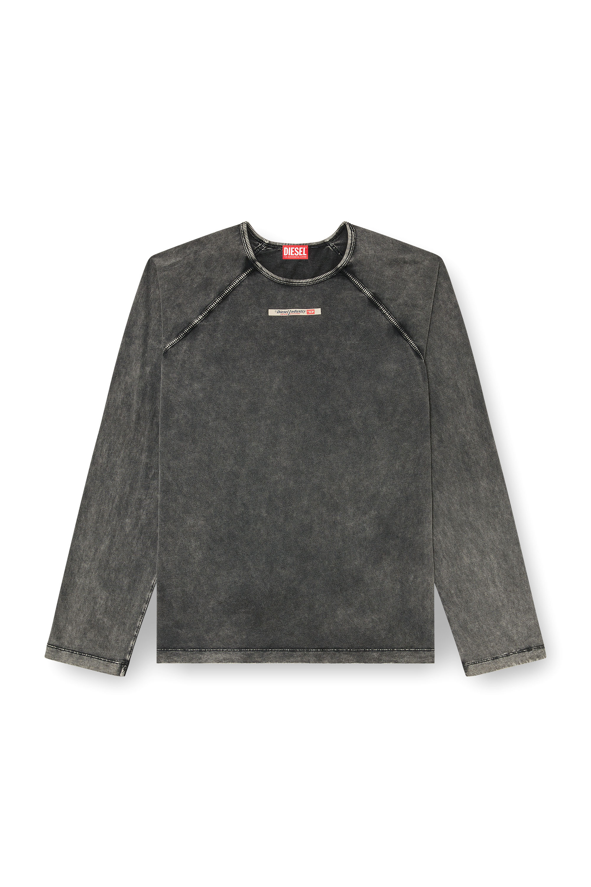 Diesel - BRYAN-DNM, Man's Cotton pijama top with logo patch in Dark grey - 4