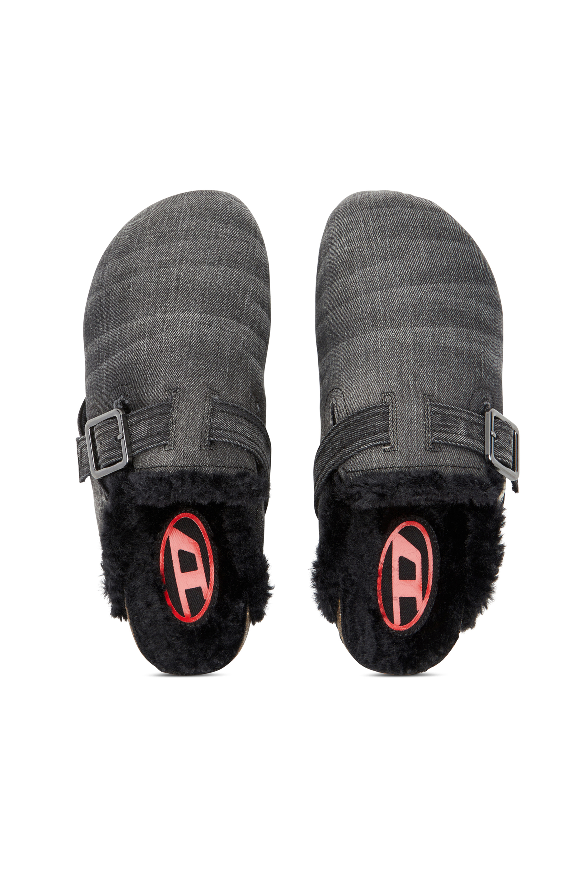 Diesel - D-WOODSTOCK X, Man's D-Woodstock-Denim mules with fluffy lining in Black - 5