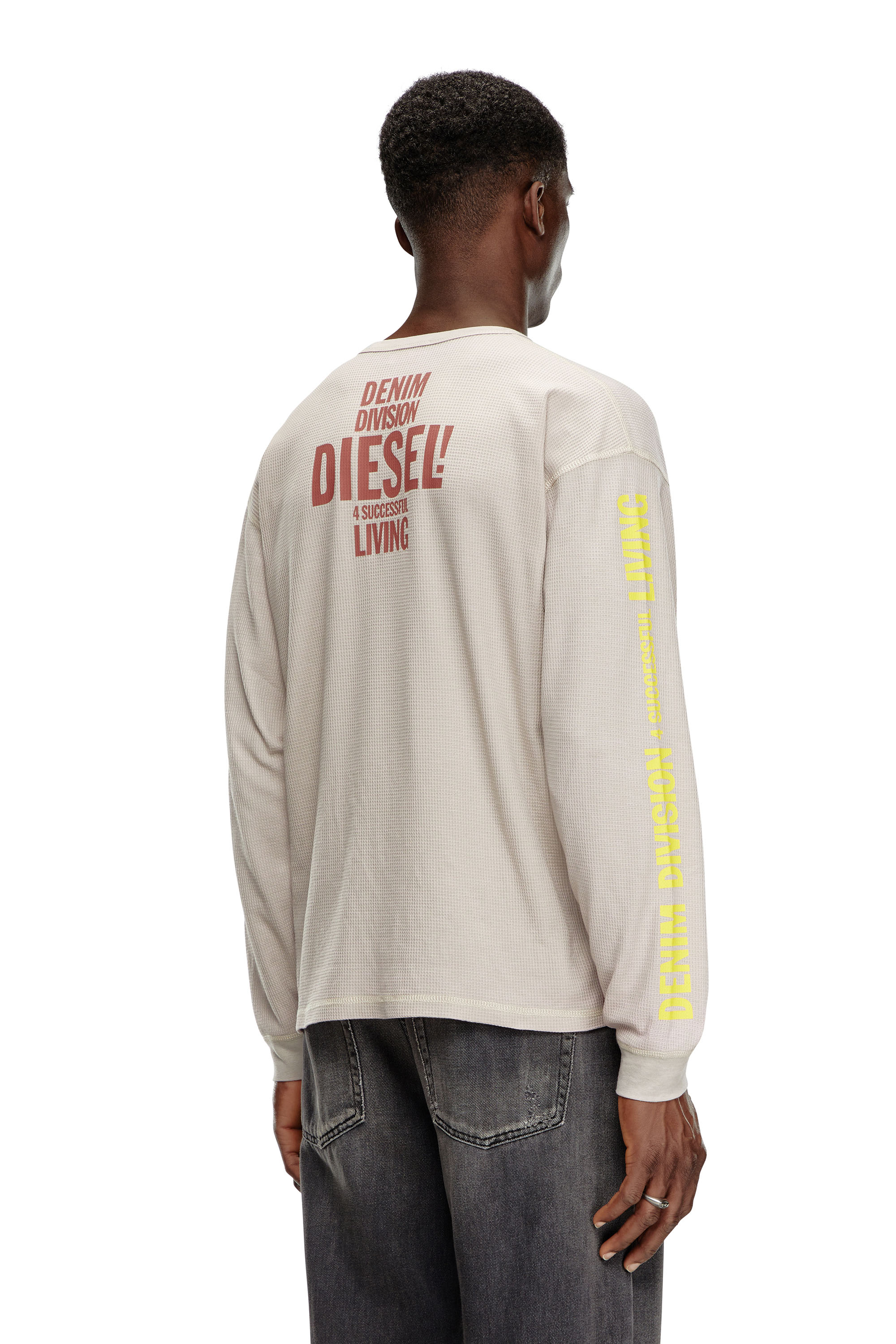 Diesel - T-BURNXT-LS, Man's Long-sleeve T-shirt in burnout waffle in Face Powder - 5