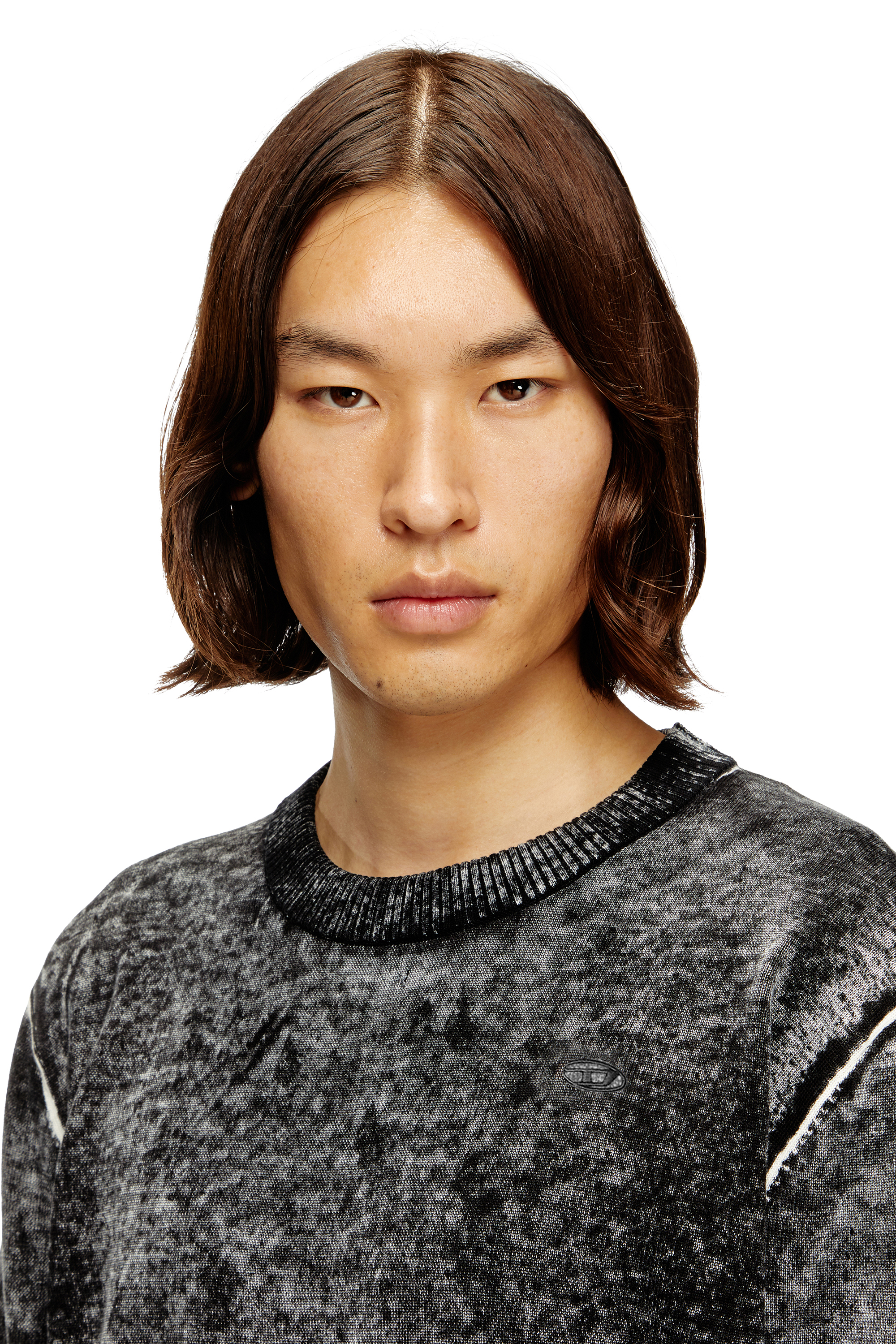 Diesel - K-LAURENT, Man's Jumper with faded reverse print in Grey - 5