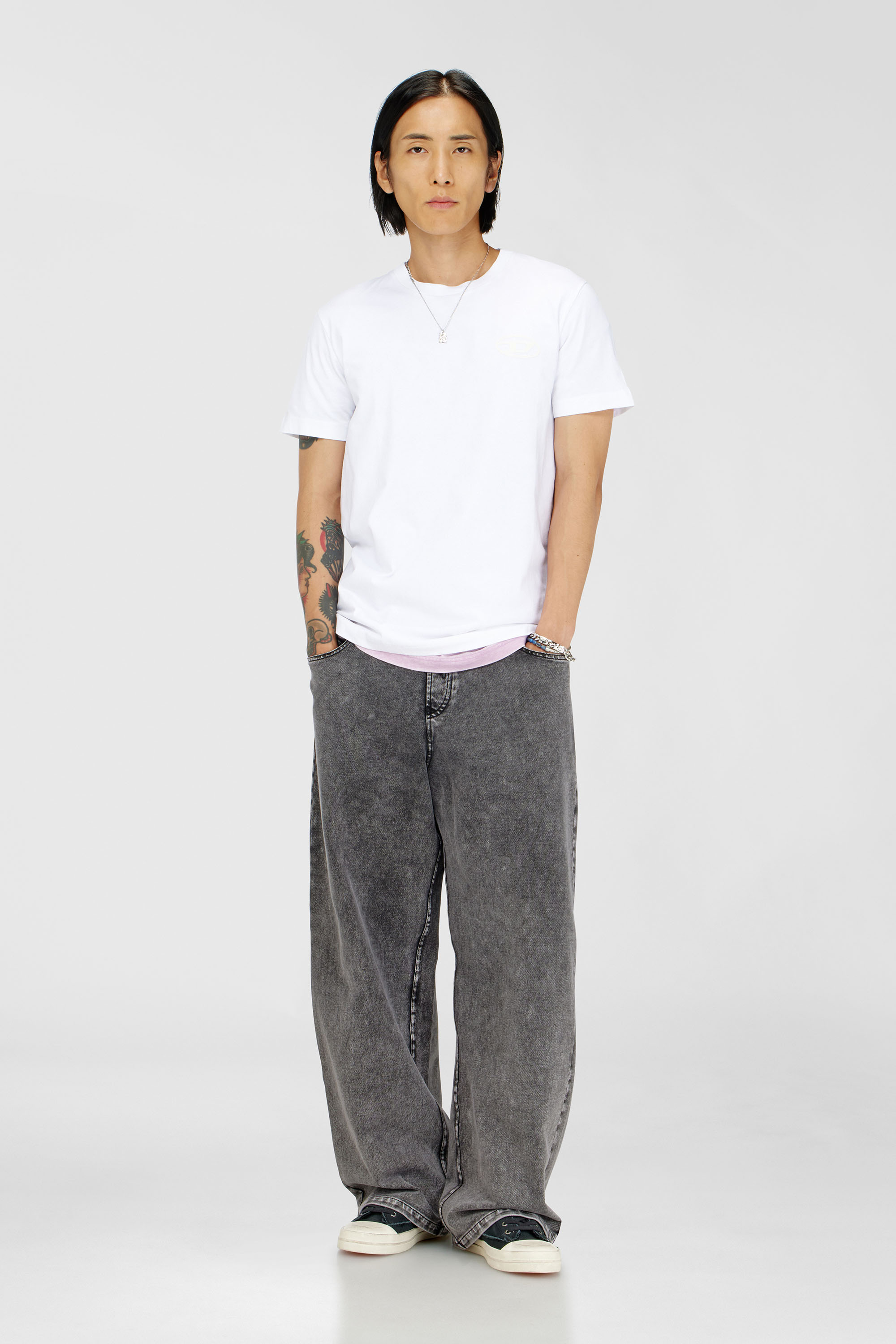 Diesel - T-DIEGO-T92, Man's Cotton T-shirt with Oval D logo in White - 2