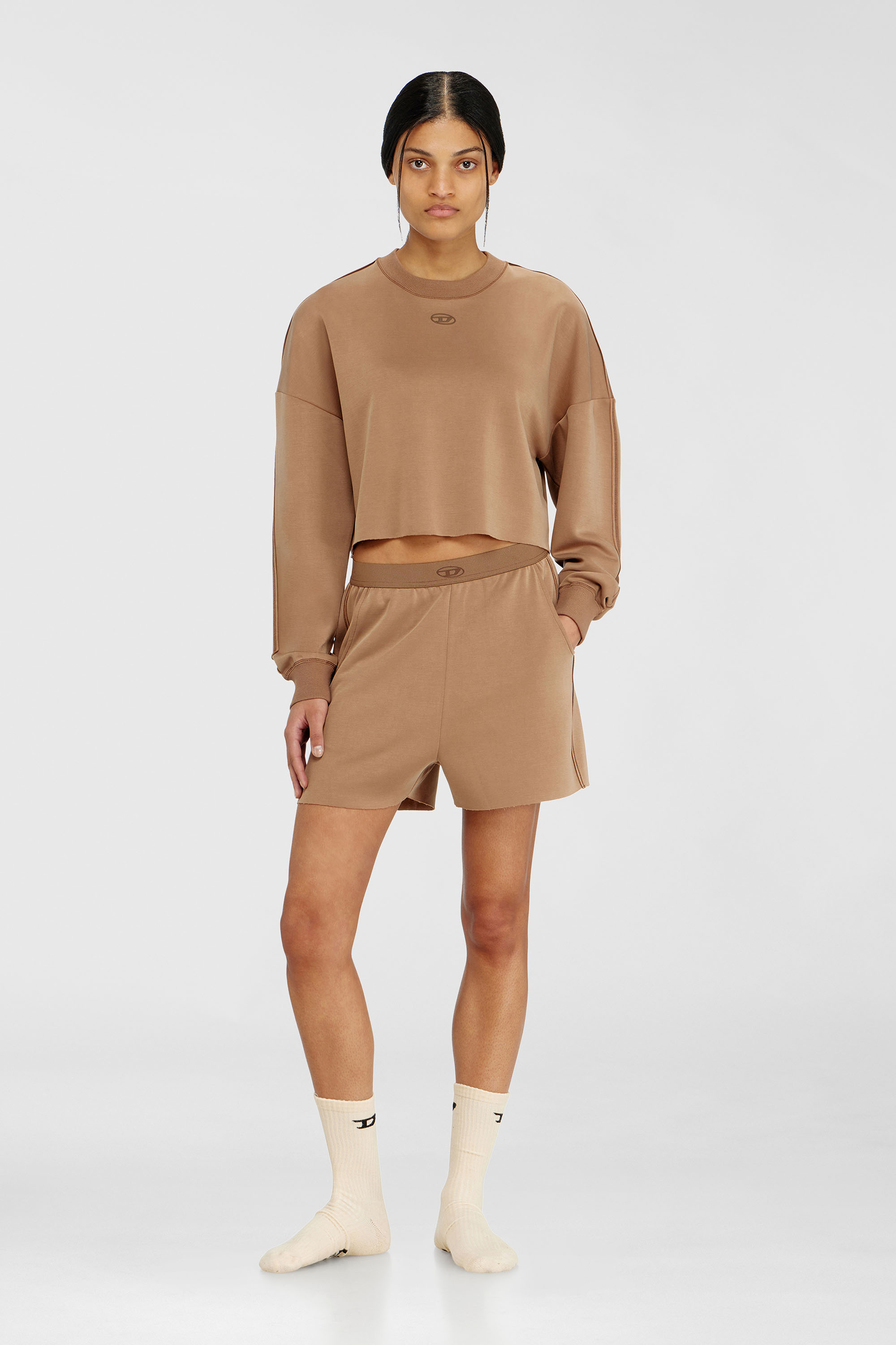 Crop top in light stretch scuba