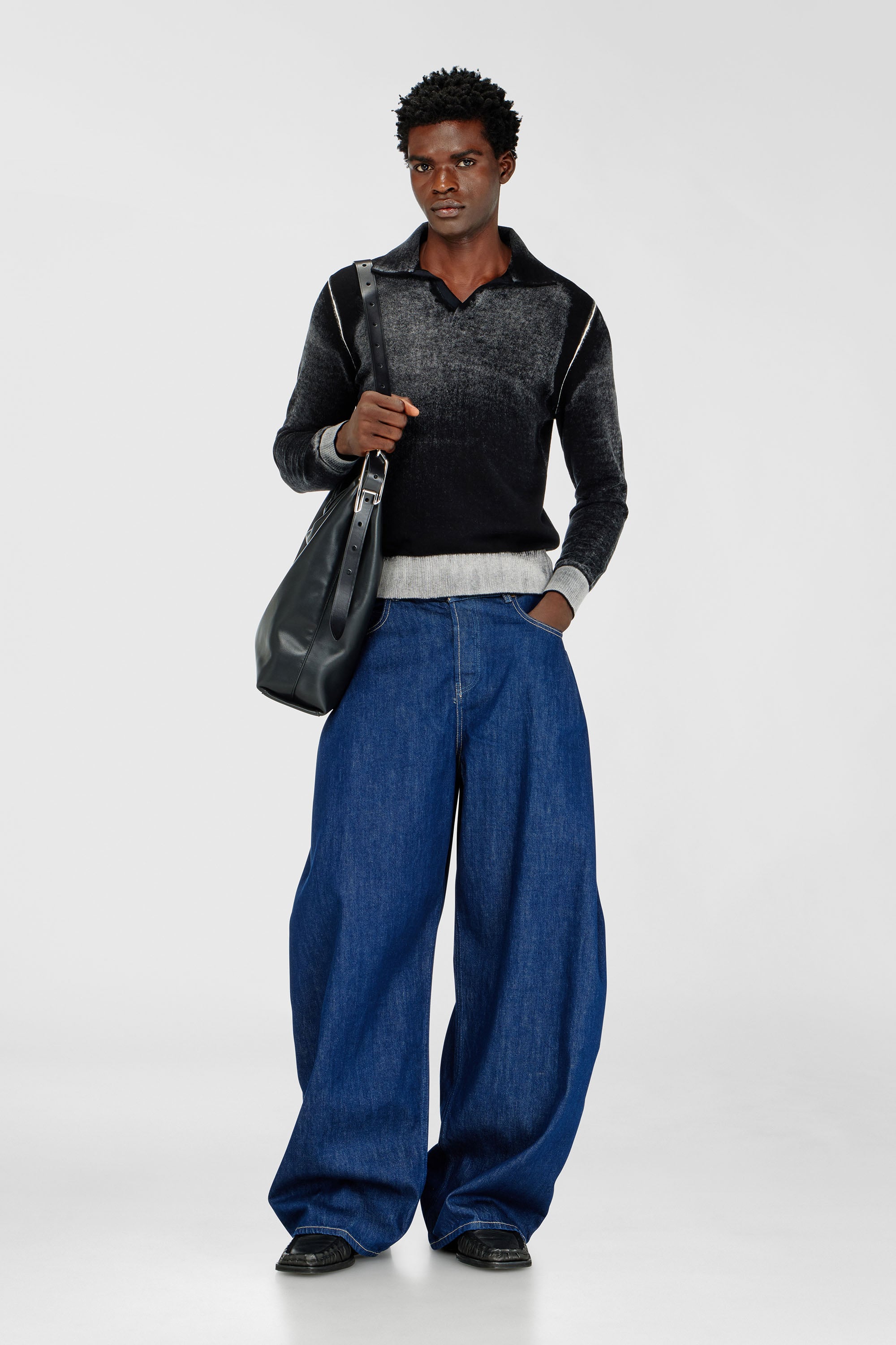 Reverse-print polo jumper