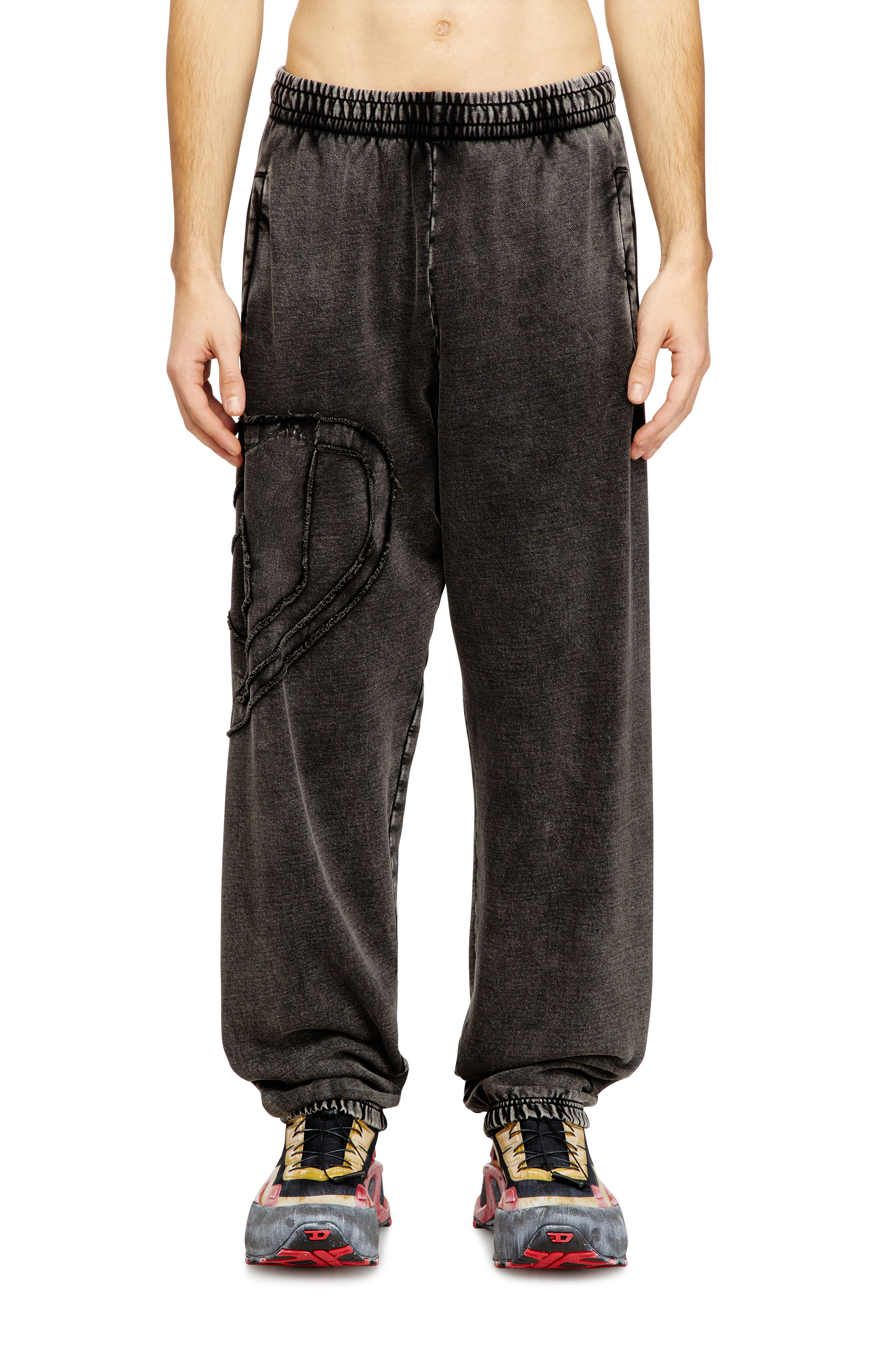 Diesel - P-MARKY-DEN, Man's Organic cotton sweatpants with Oval D patch in Dark grey - 1