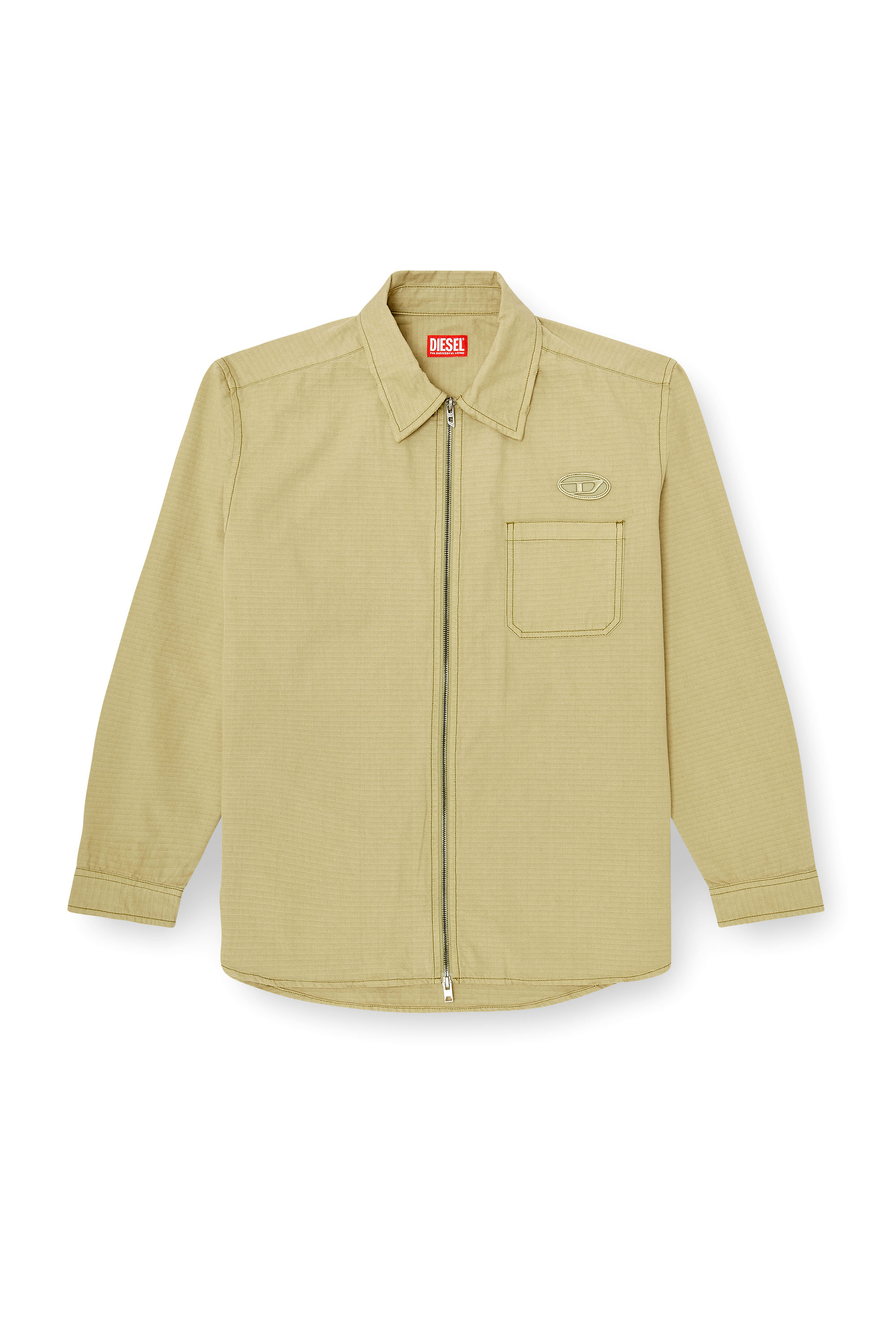 Diesel - S-ALIAS-ZIP, Man's Ripstop shirt with zip closure in null - 2
