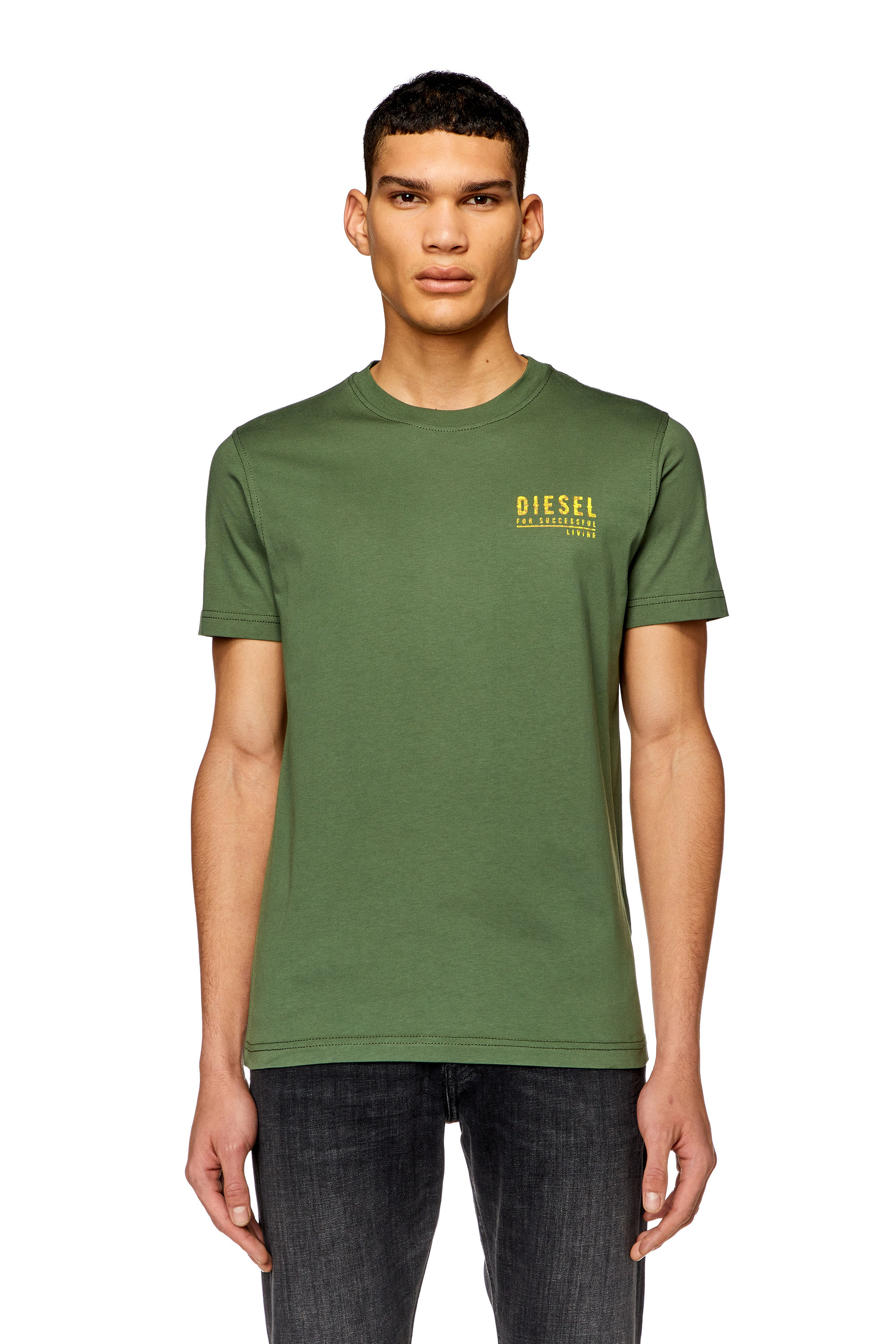Men's T-shirt with mottled logo print | Green | Diesel