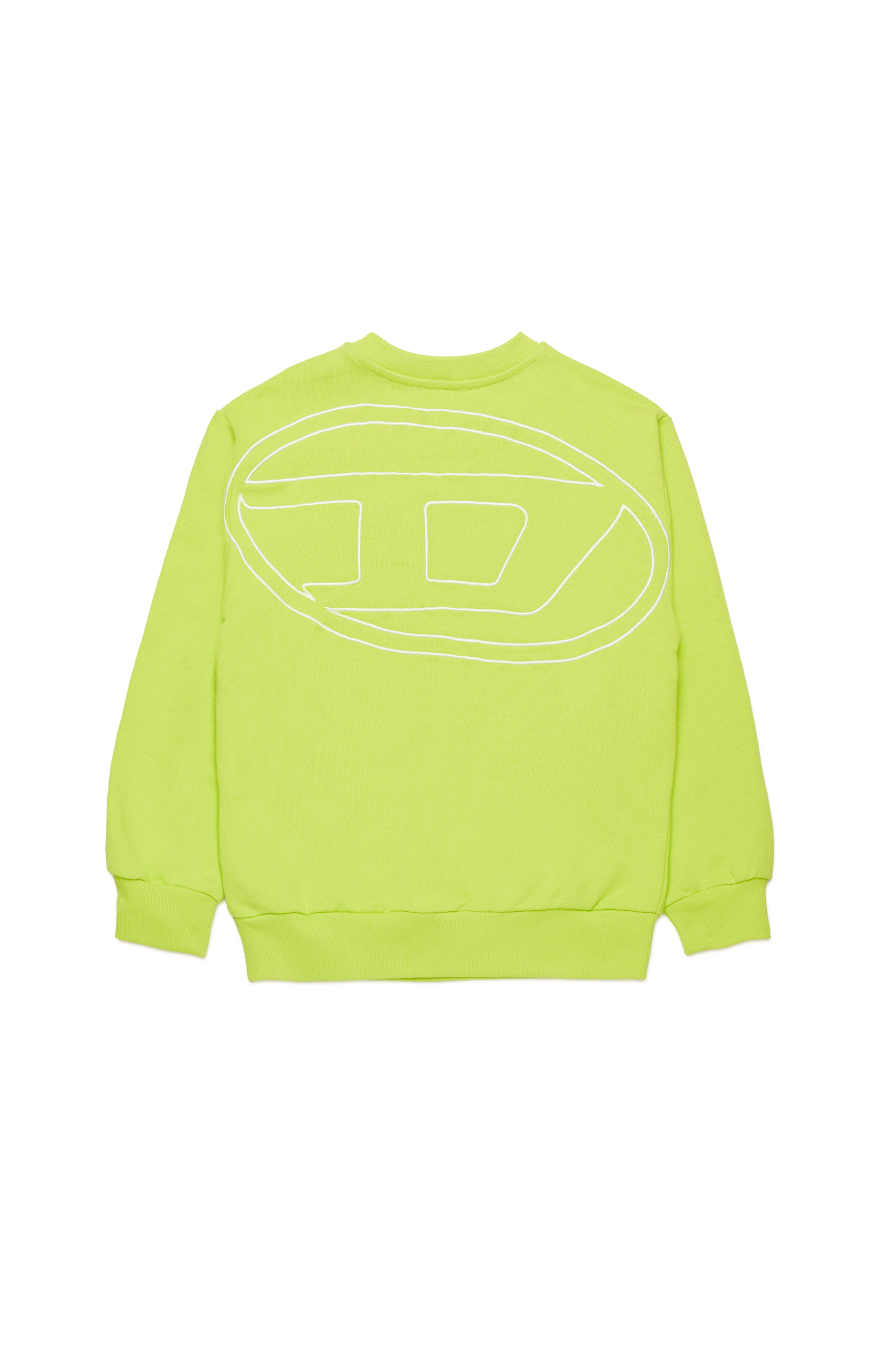 Diesel - SROBMEGOVALD OVER, Man's Sweatshirt with mega Oval D embroidery in Green Fluo - 2