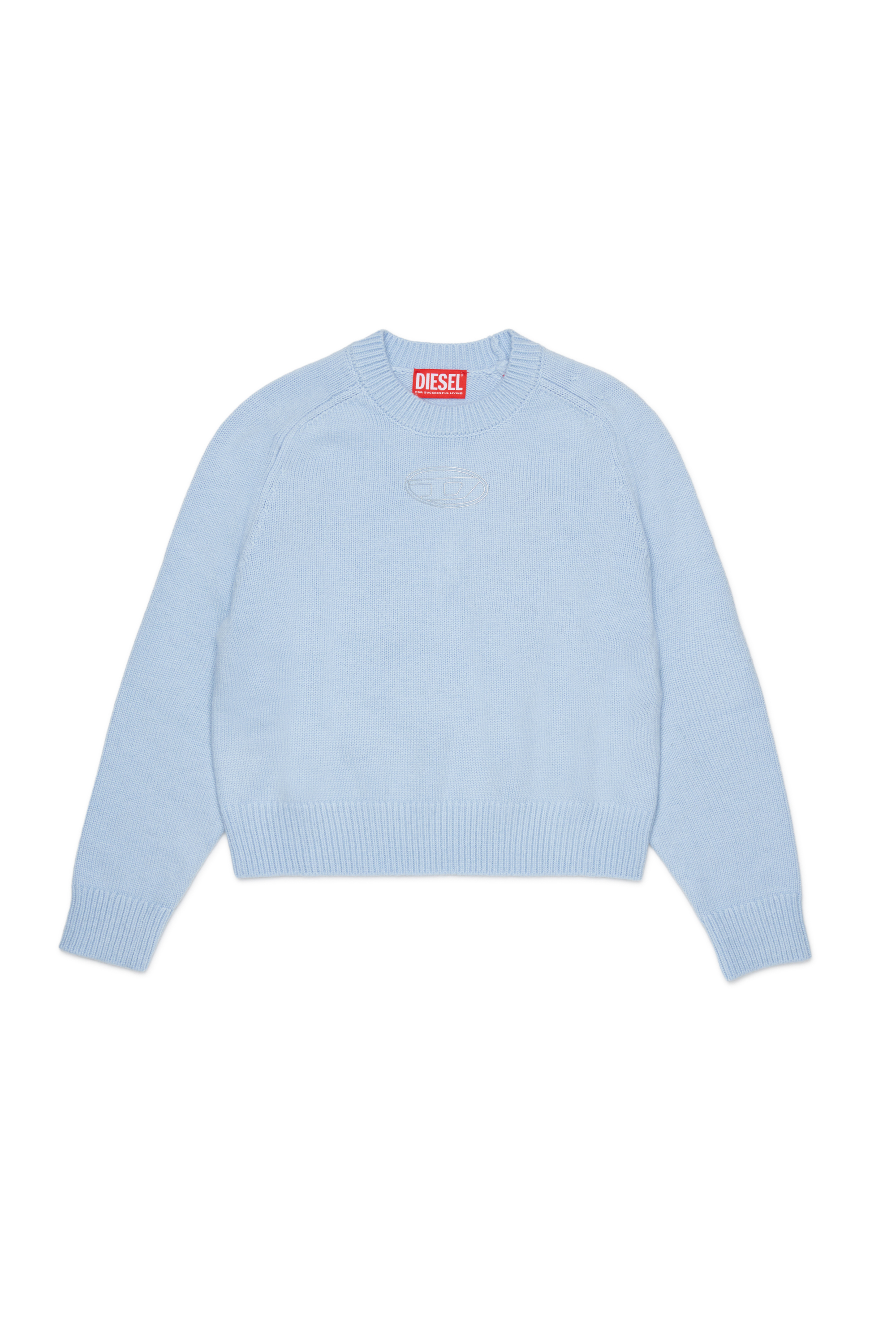 Diesel - KIMLIN, Woman's Cashmere-enriched jumper with Oval D logo in Light Blue - 1