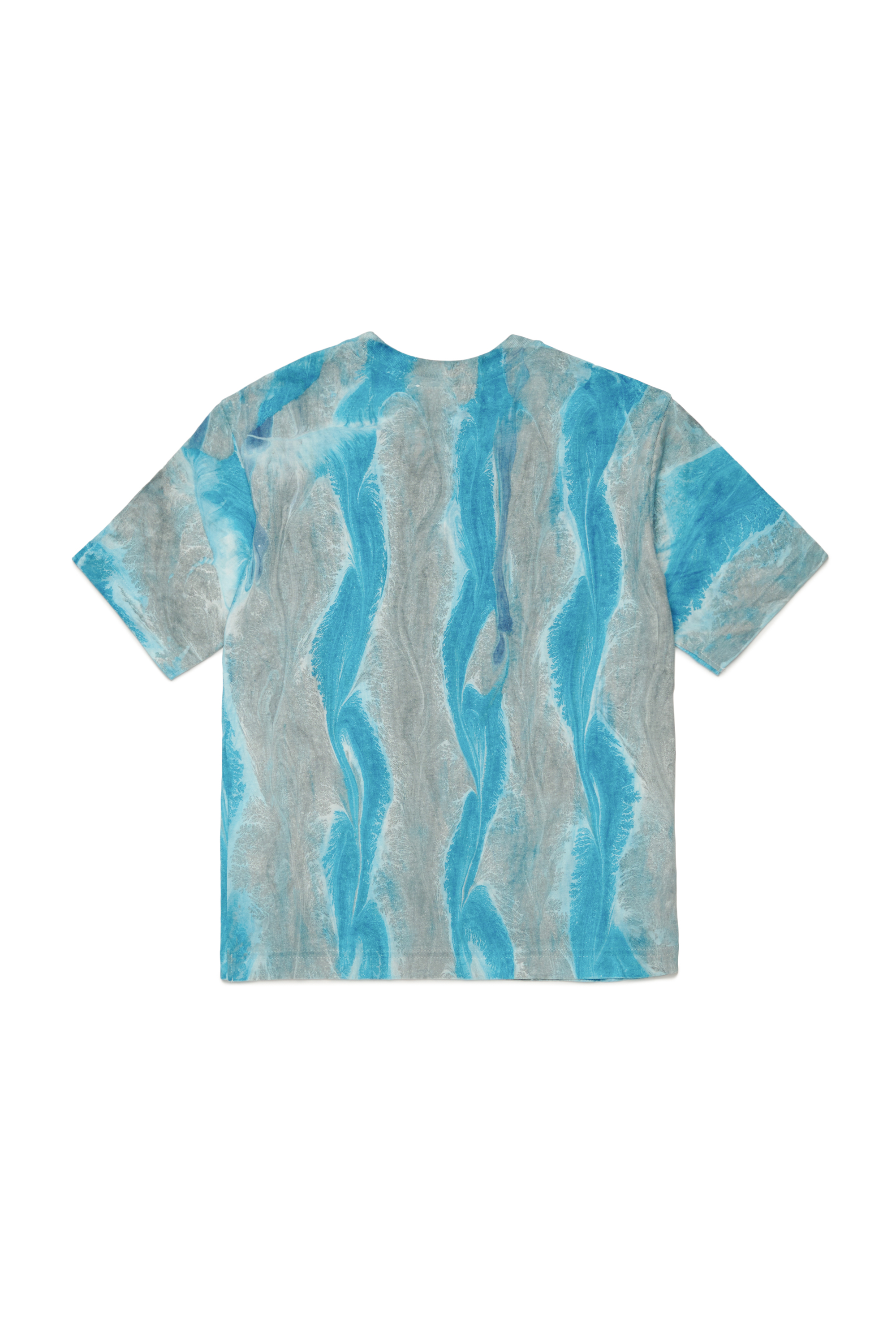 Diesel - TWASHL2 OVER, Unisex's T-shirt with wavy pattern in Grey/Blue - 2