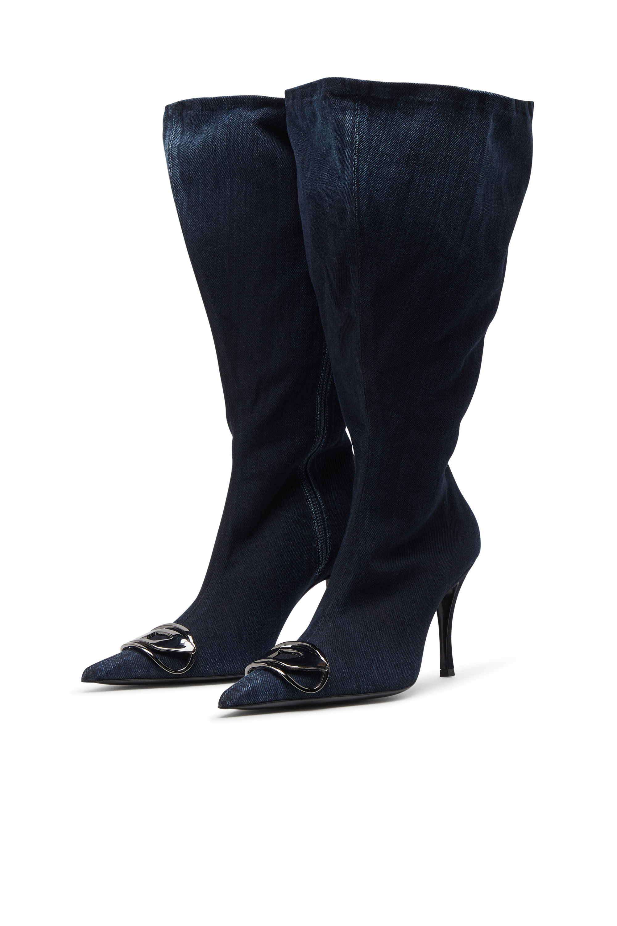 D-VENUS KB LARGE, Dark Blue Diesel - D-VENUS KB LARGE, Woman's D-Venus-Wide knee-high boots in denim in Dark Blue - 8