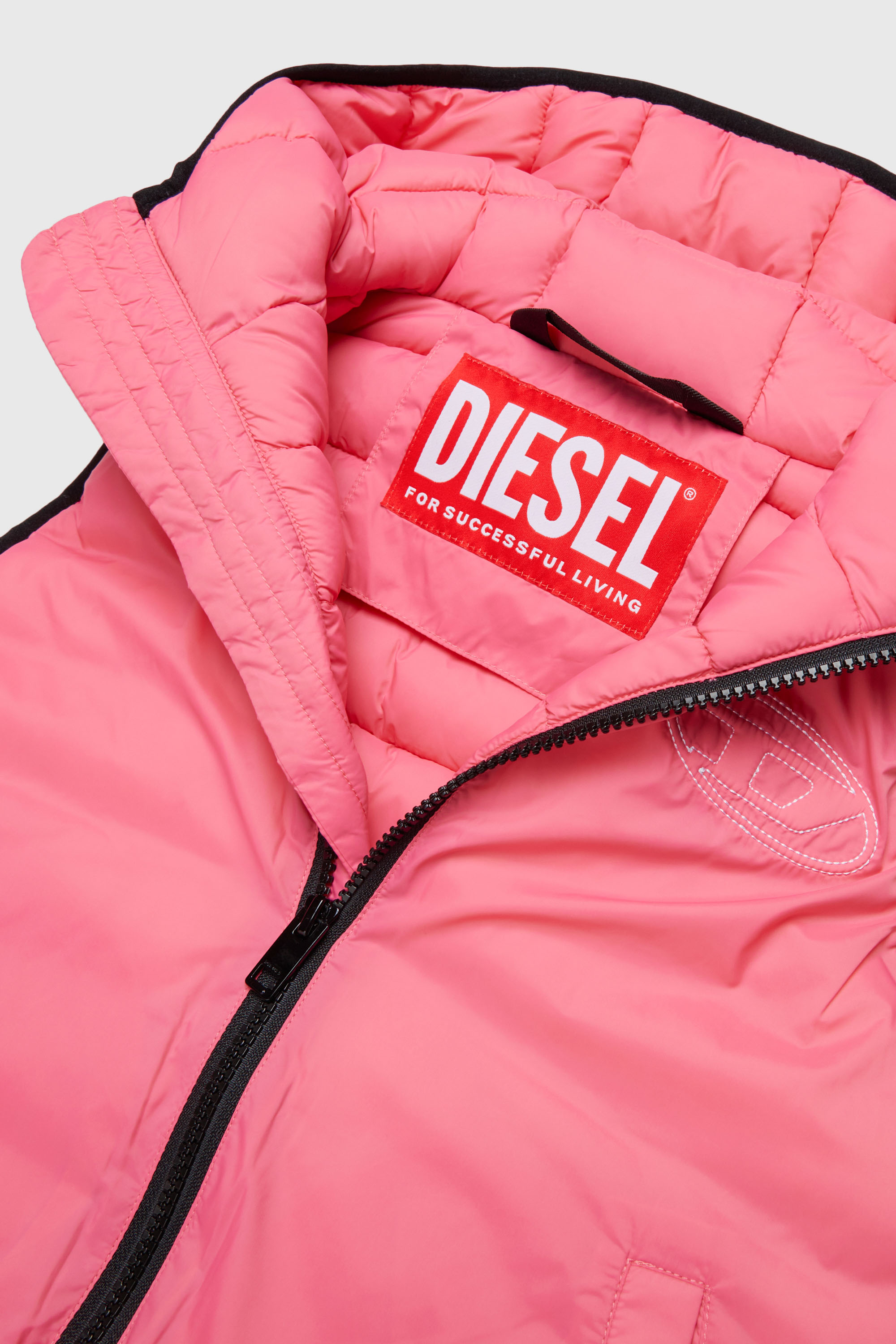 Diesel - JOSIP, Unisex's Hooded vest in padded nylon in Pink - 3