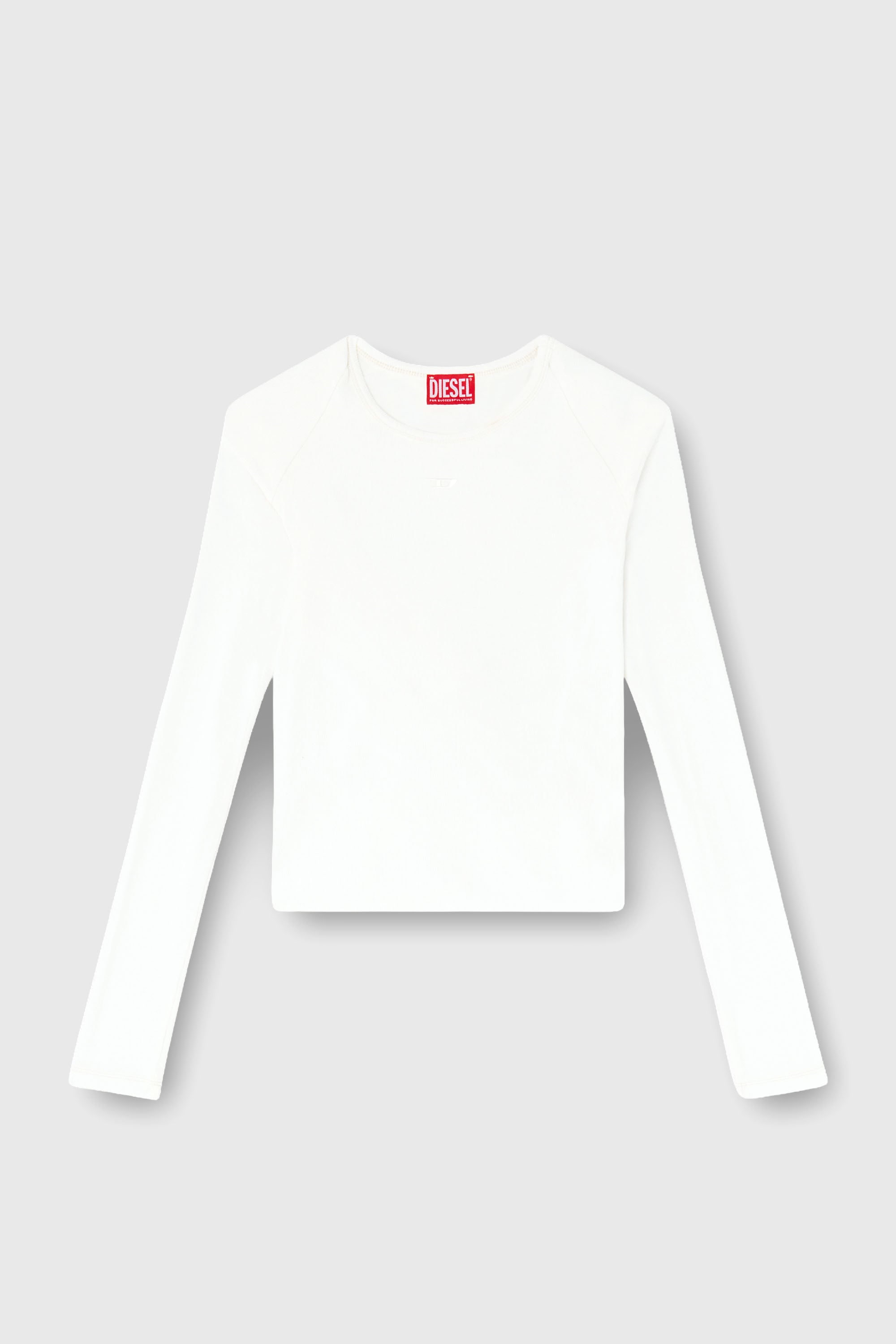 Diesel - T-ASAY-PL, Woman's Rucked-up long-sleeve T-shirt in double-layer jersey in White - 2