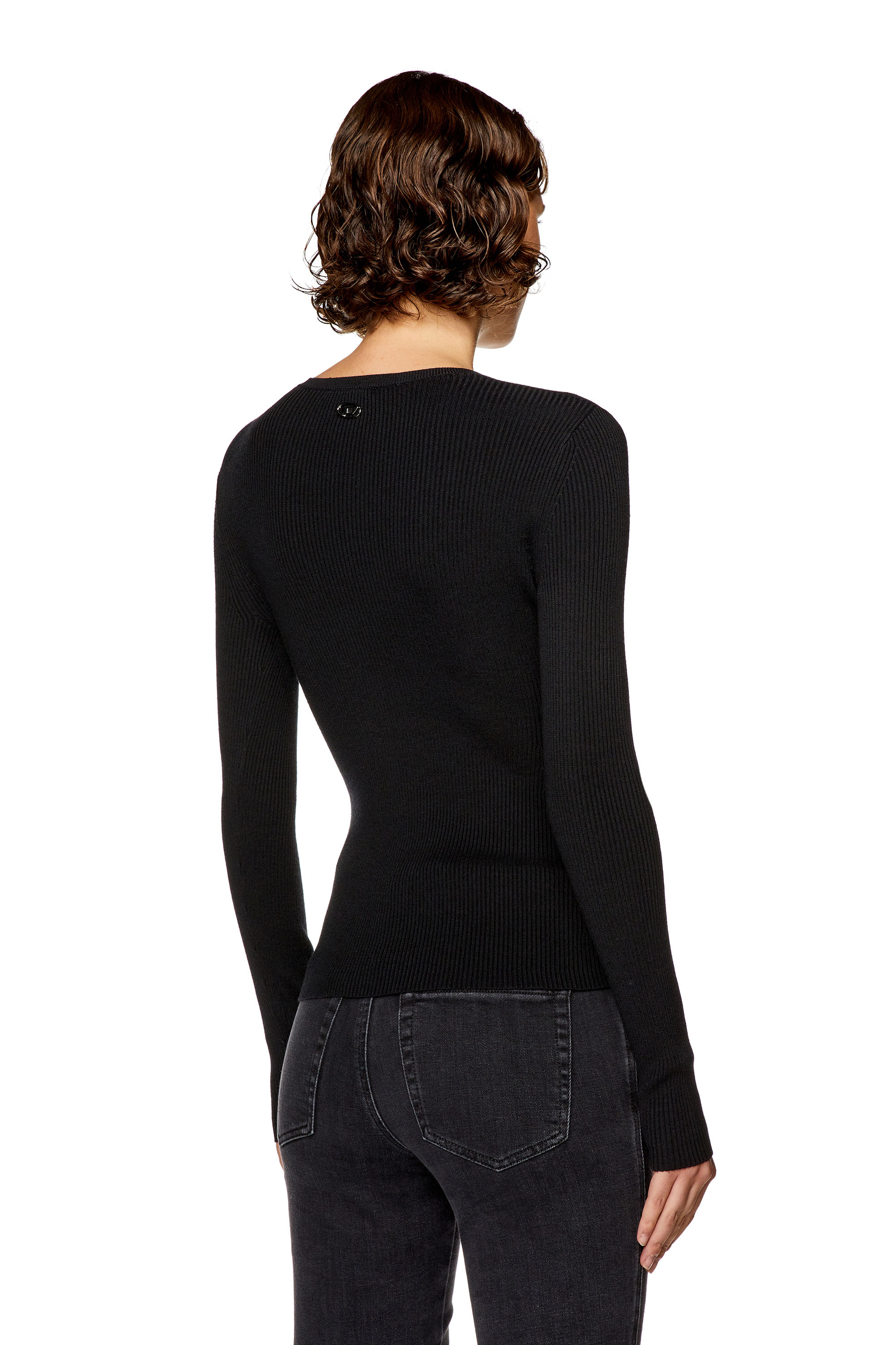 Diesel - M-PERIS, Woman Wool-blend top with cut-out in Black - Image 4