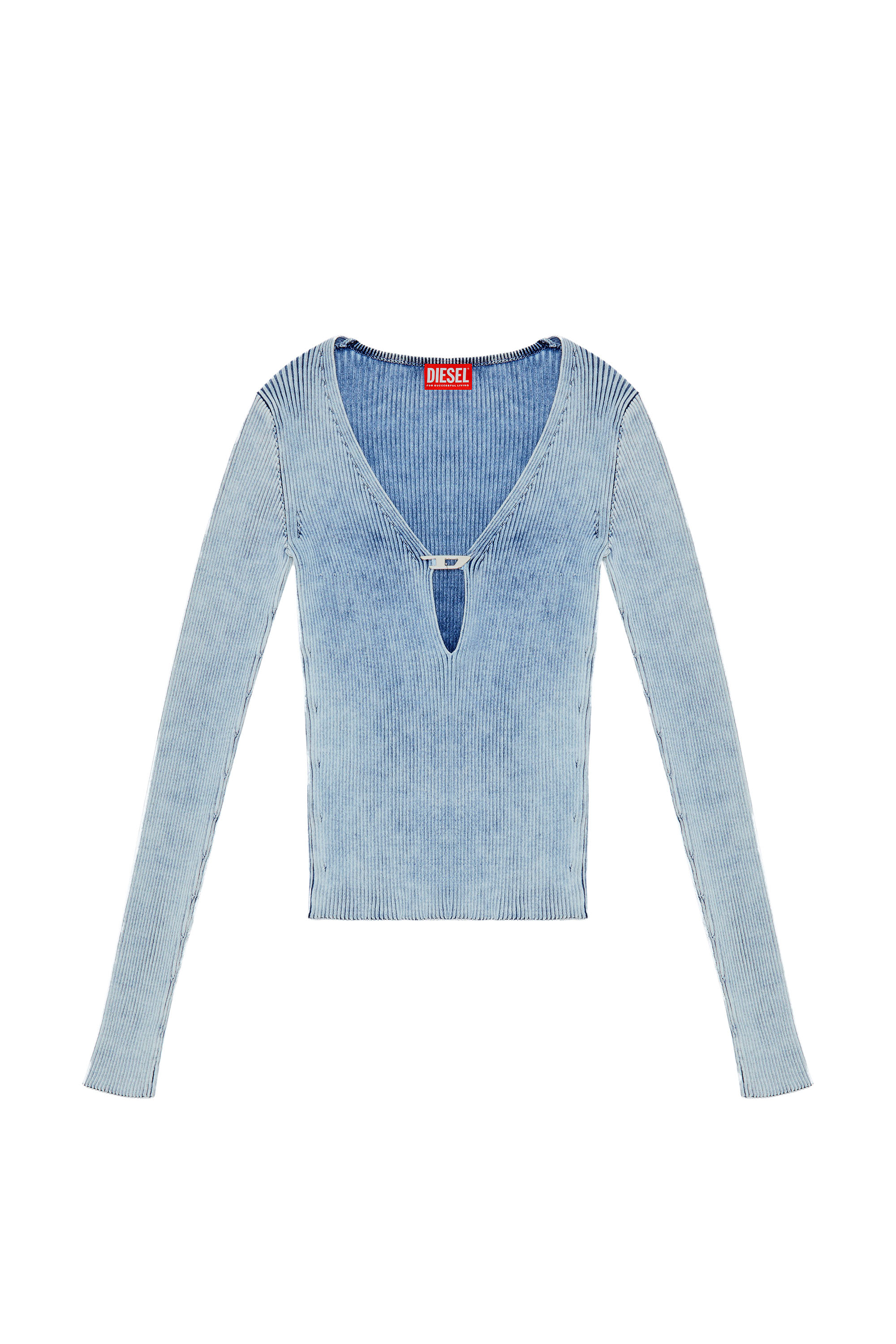 Diesel - M-TERI, Woman's Cut-out top in indigo cotton knit in Blue - 2