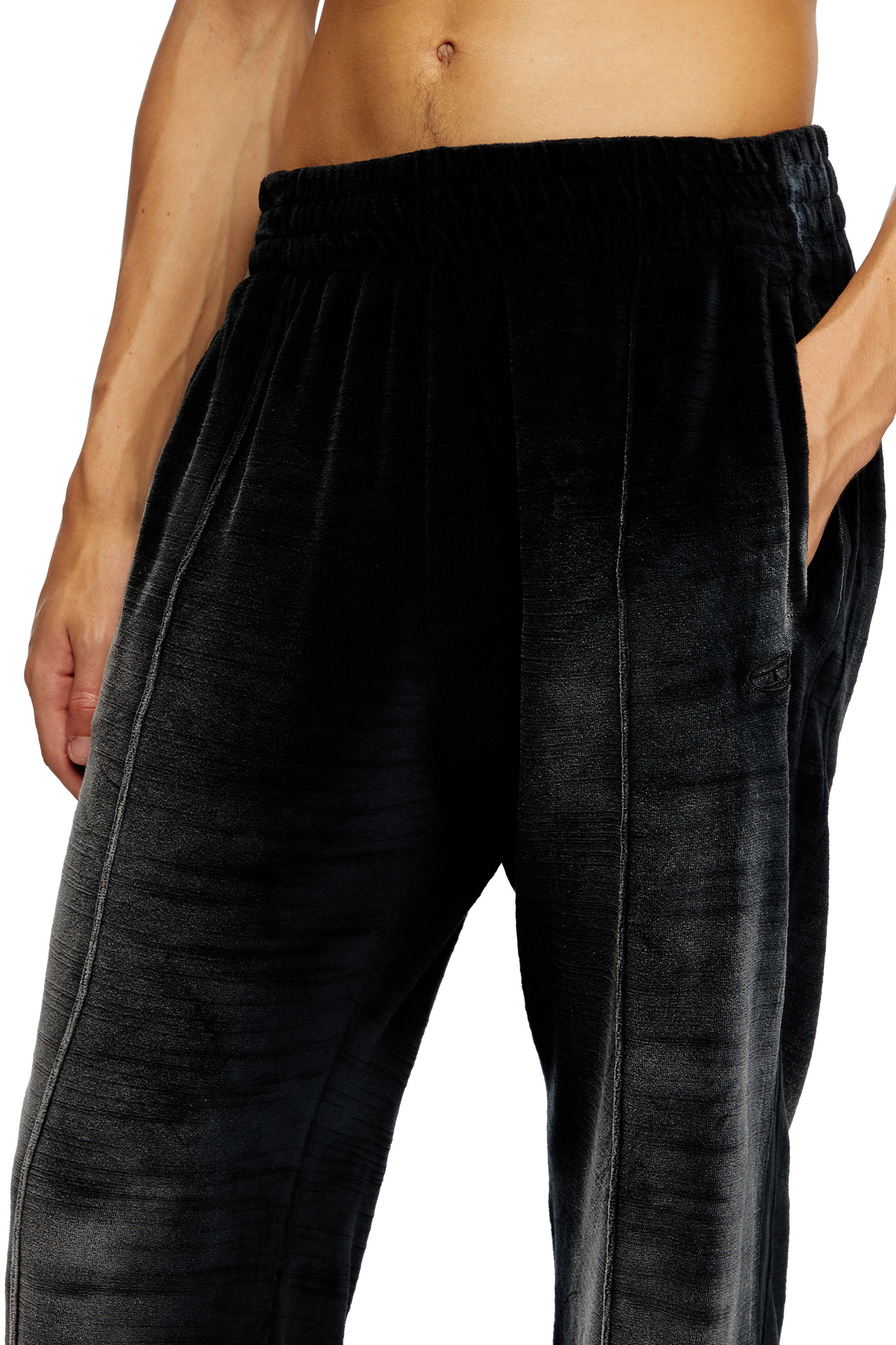 Diesel - P-OZAMP-BAND, Man's Faded velvet track pants in Black - 4