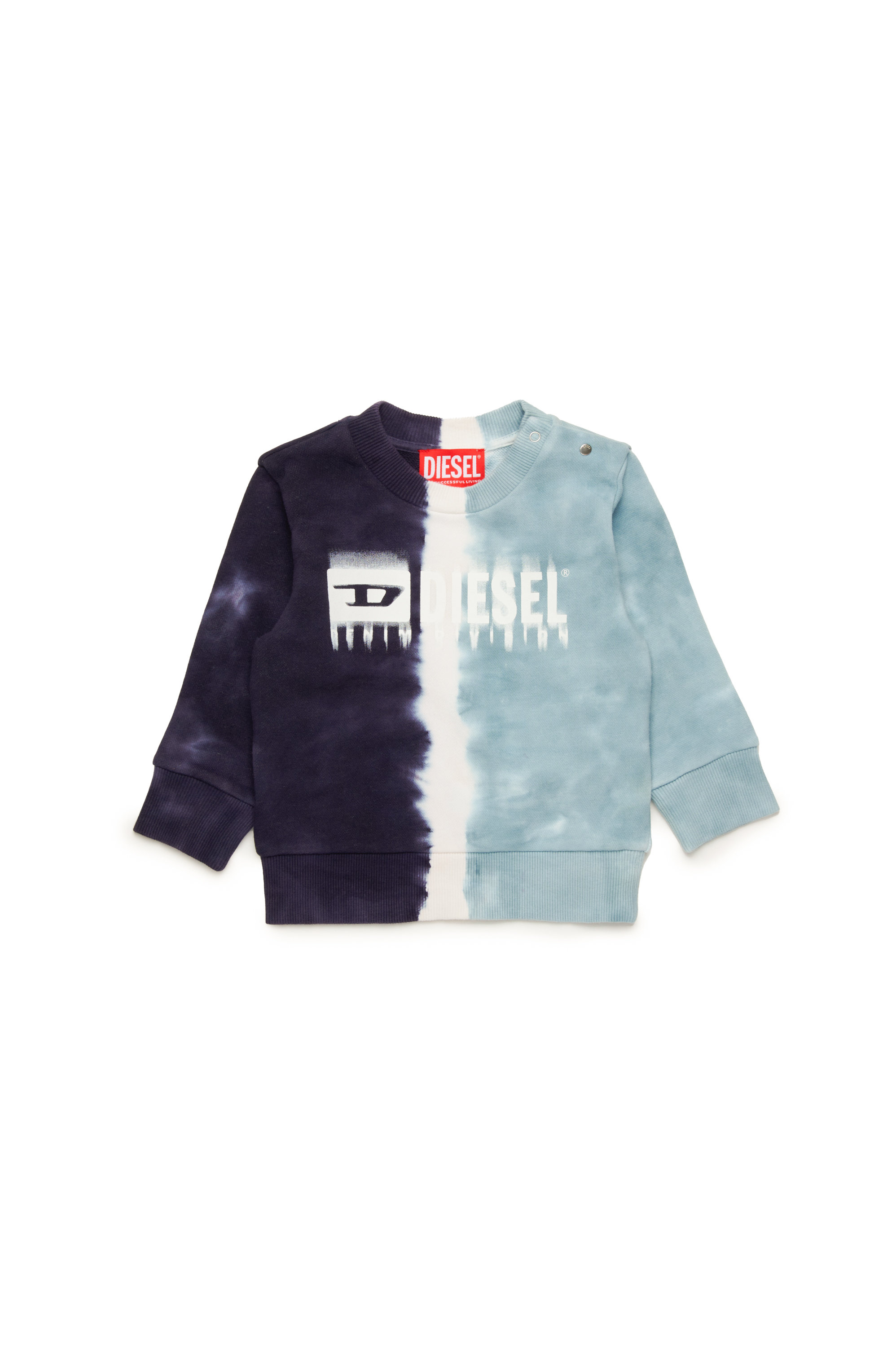 Diesel - SKITEB, Man's Dip-dye sweatshirt with dégradé logo in Blue - 1