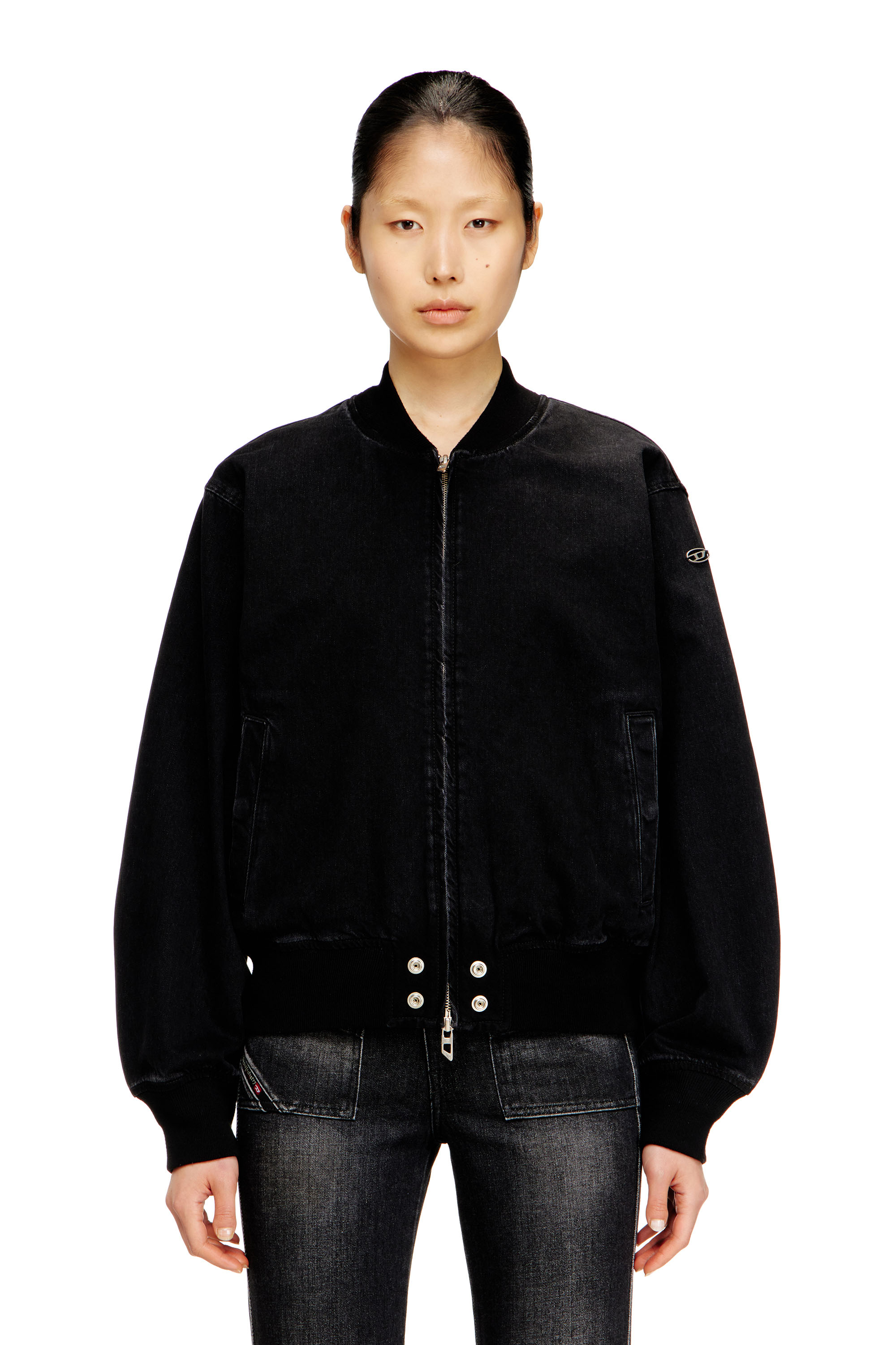 Diesel - D-GUZ, Unisex's Bomber jacket in denim in Black - 1