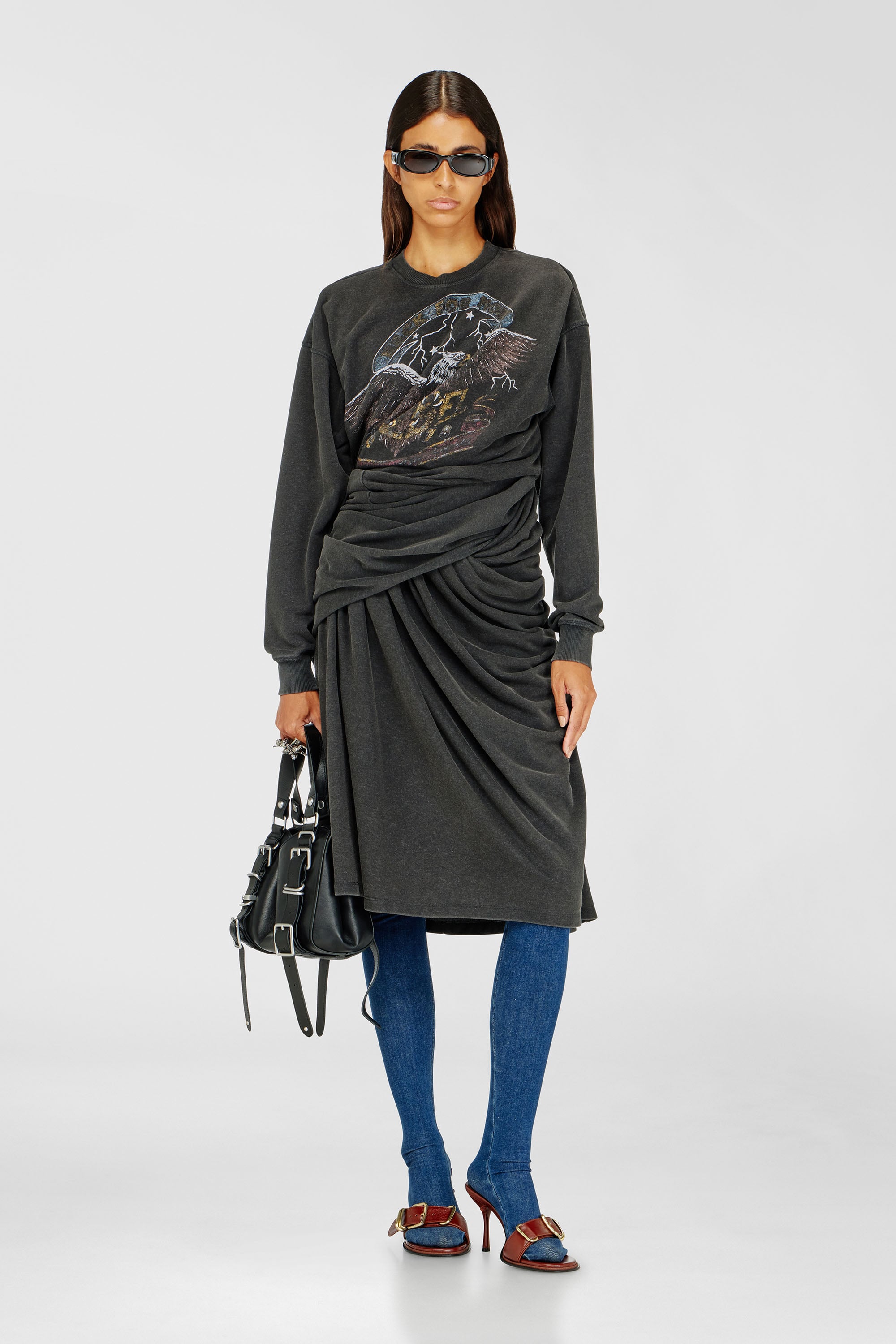 Diesel - D-NENCY, Woman's Sweatshirt dress with concert graphics in null - 2