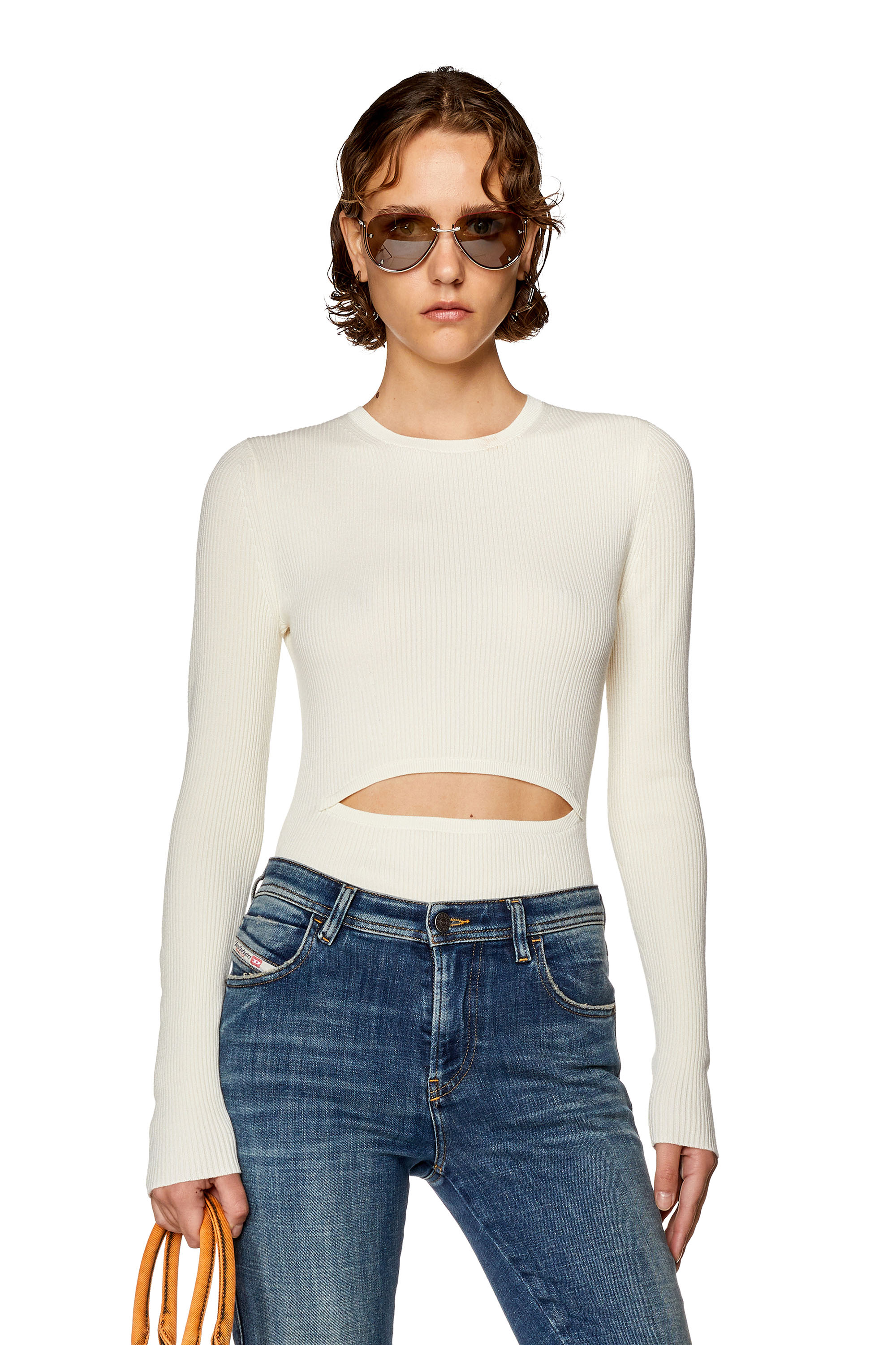 Diesel - M-PERIS, Woman Wool-blend top with cut-out in White - Image 1