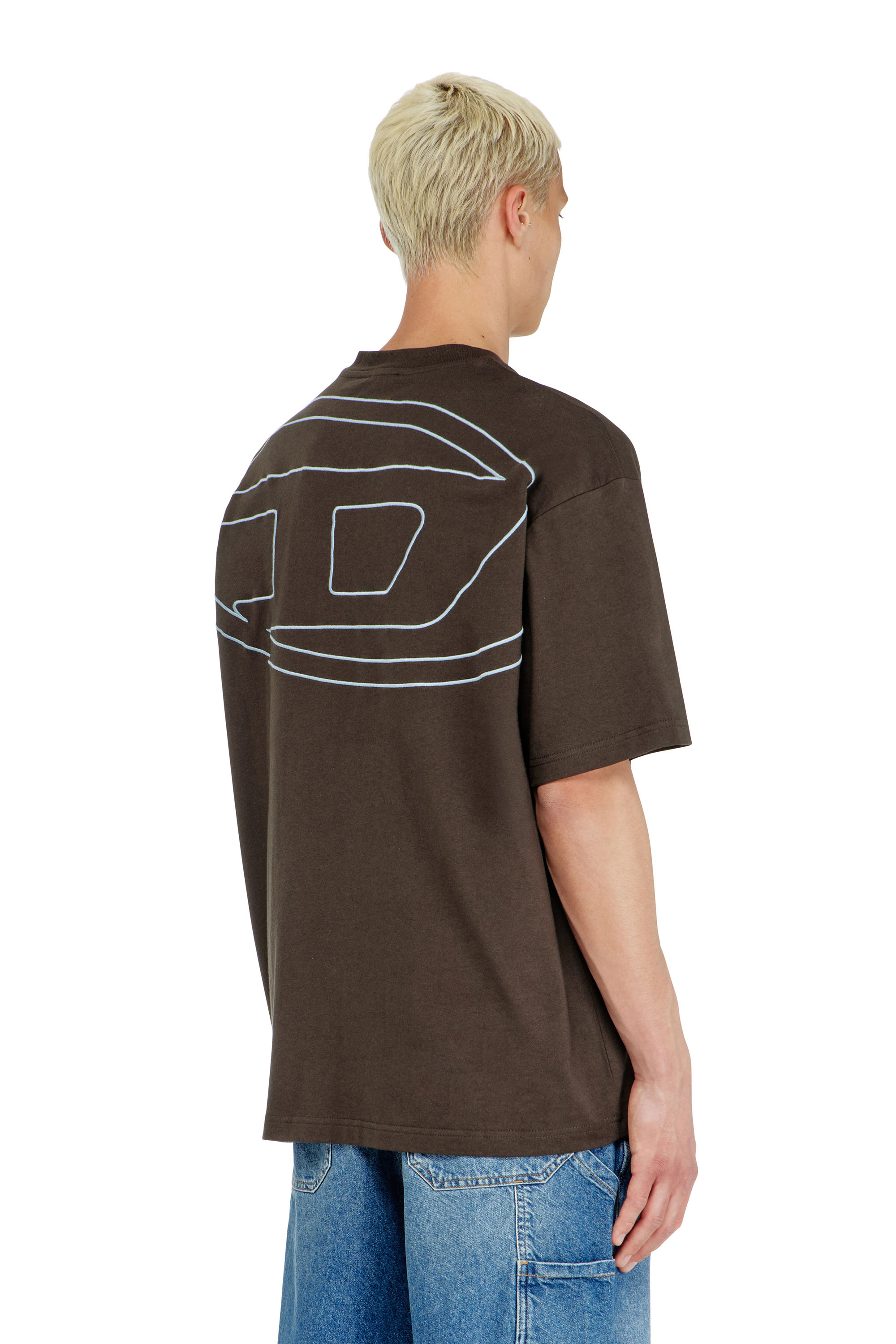 Diesel - T-BOGGY-MEGOVAL-D, Man's T-shirt with maxi oval D embroidery in Brown - 4