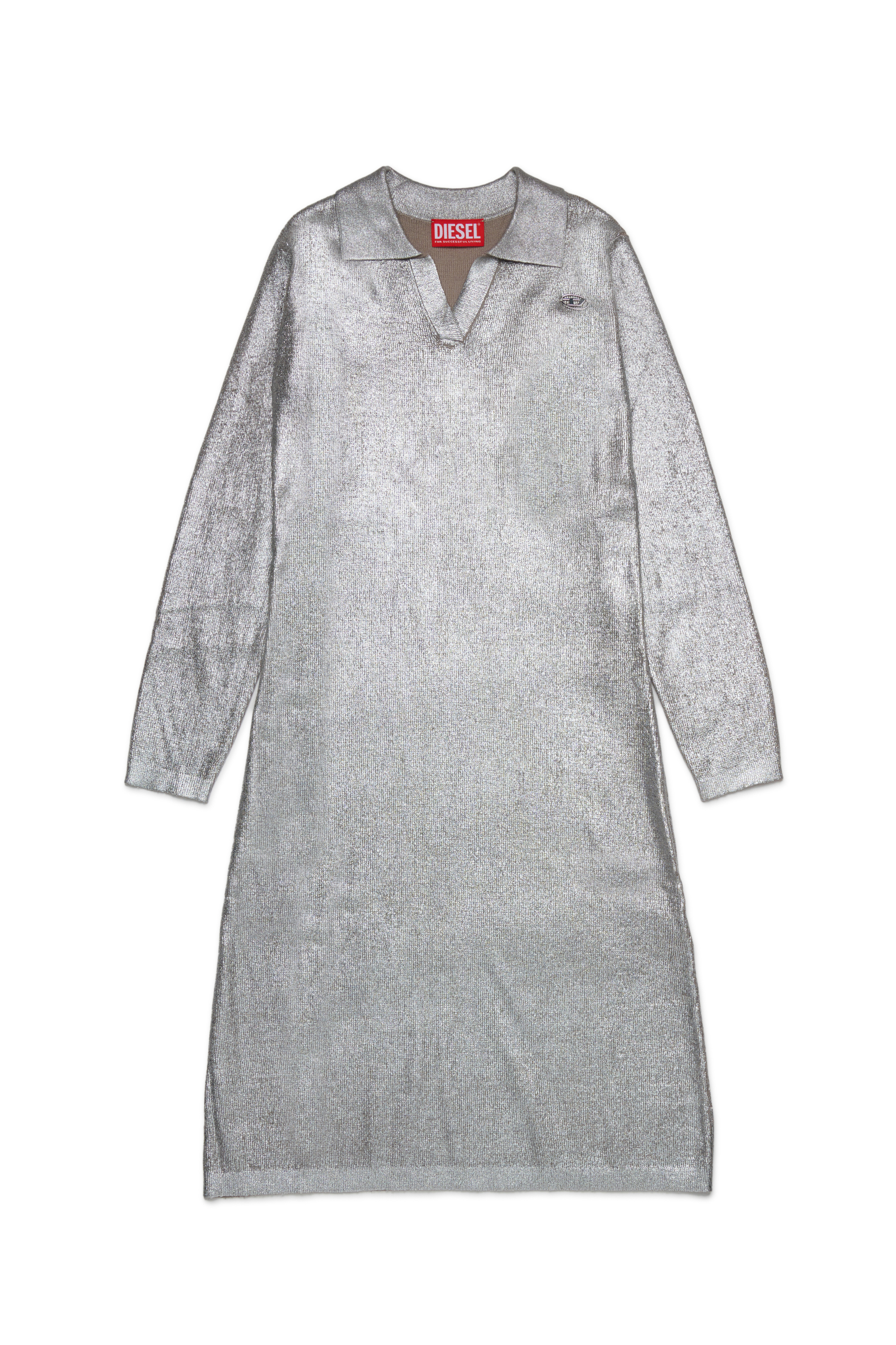 Diesel - DMISAIA, Woman's Mixed wool dress with polo collar in Silver - 1