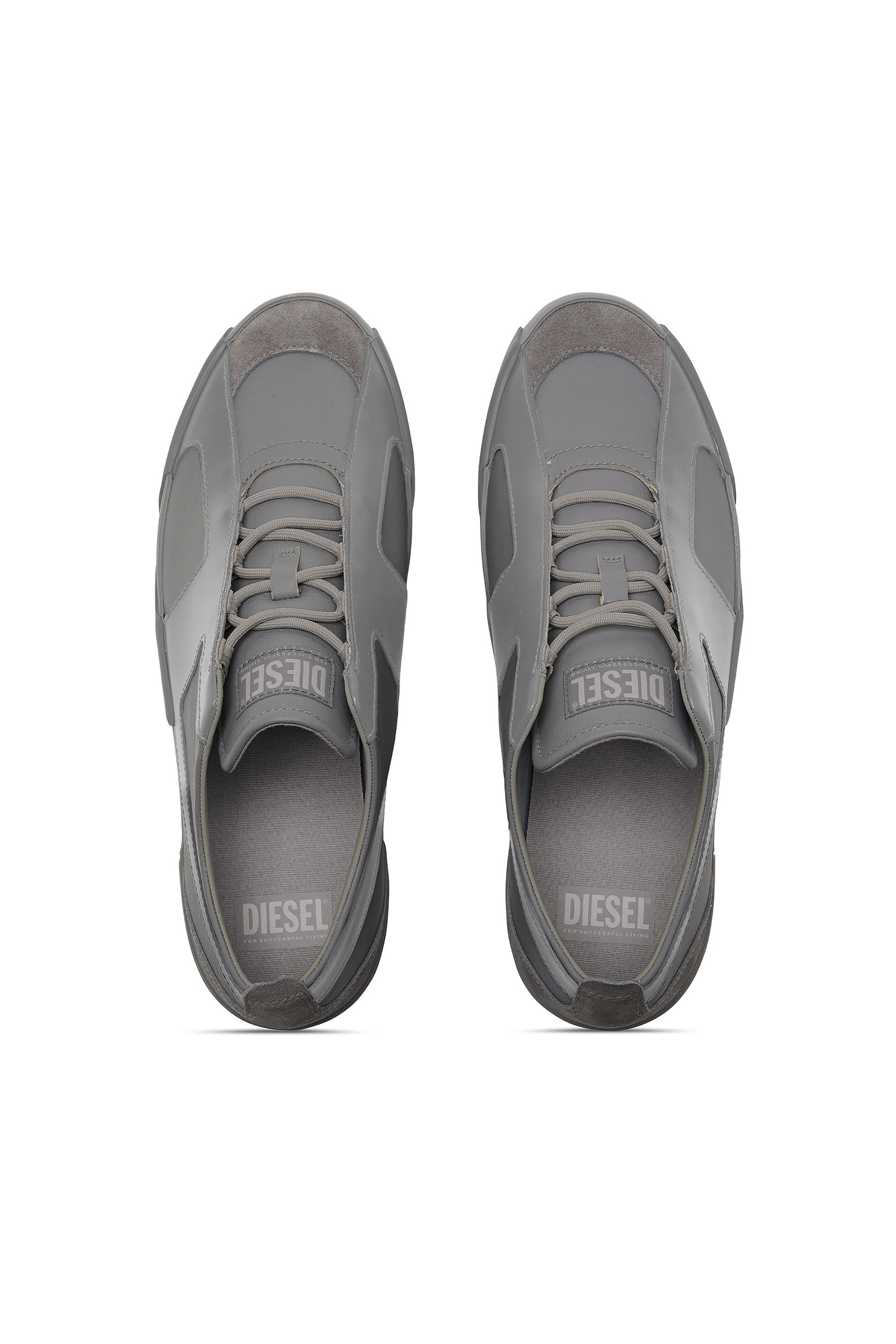 Diesel - S-SLANTE-D LOW, Man's S-Slante-D-Sneakers in suede and leather with D logo in Grey - 4