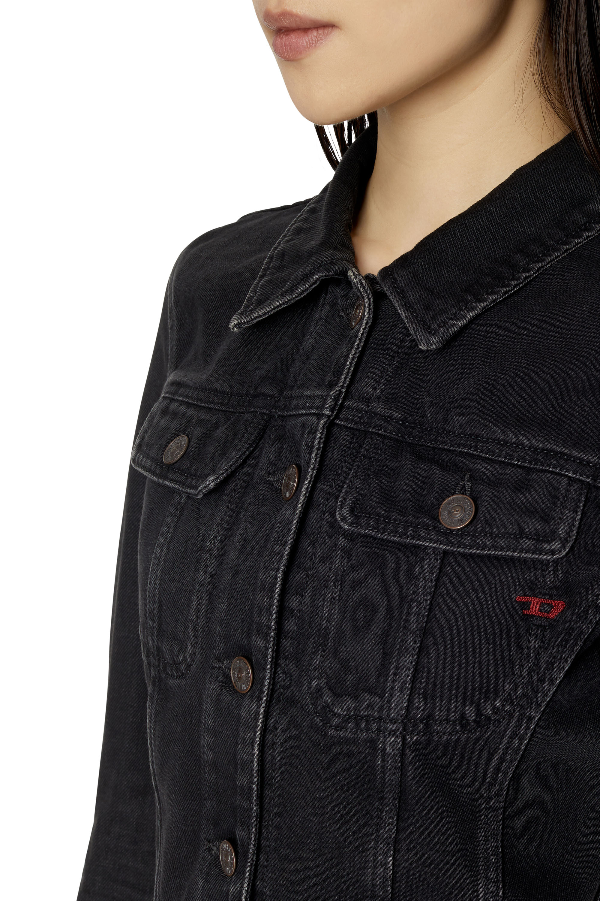 Diesel - DE-SLIMMY TRUCKER JACKET, Black/Dark grey - Image 5