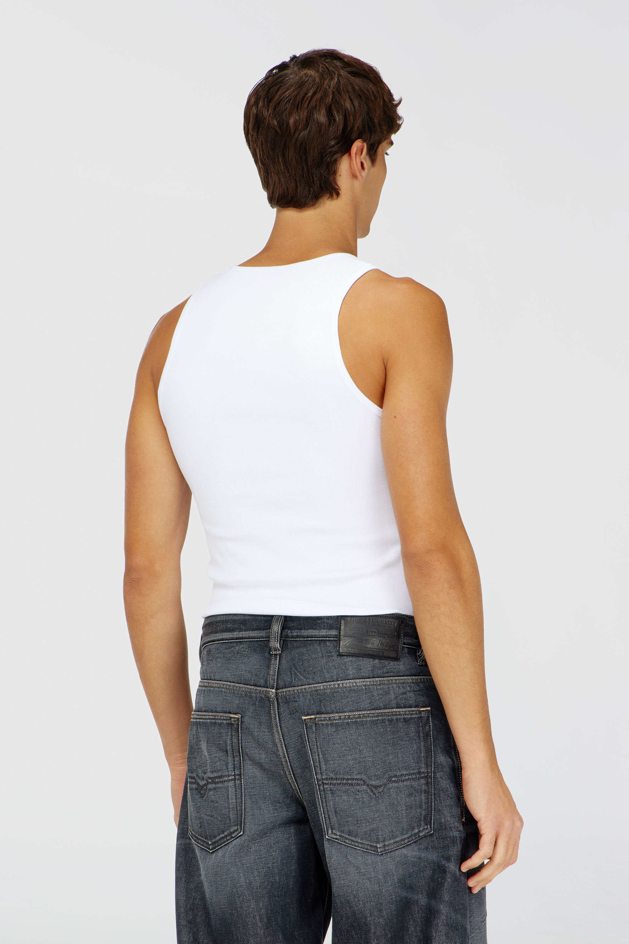 Diesel - T-ARM-LKDS, Man's Tank top in ribbed jersey with Oval D embroidery in White - 4