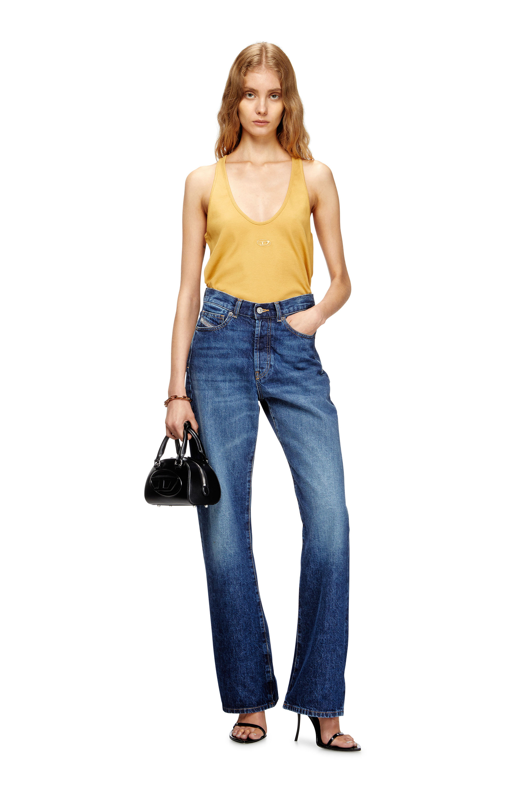 Diesel - T-IPSYA-LKDS, Woman's Ribbed tank with Oval D in Orange - 1