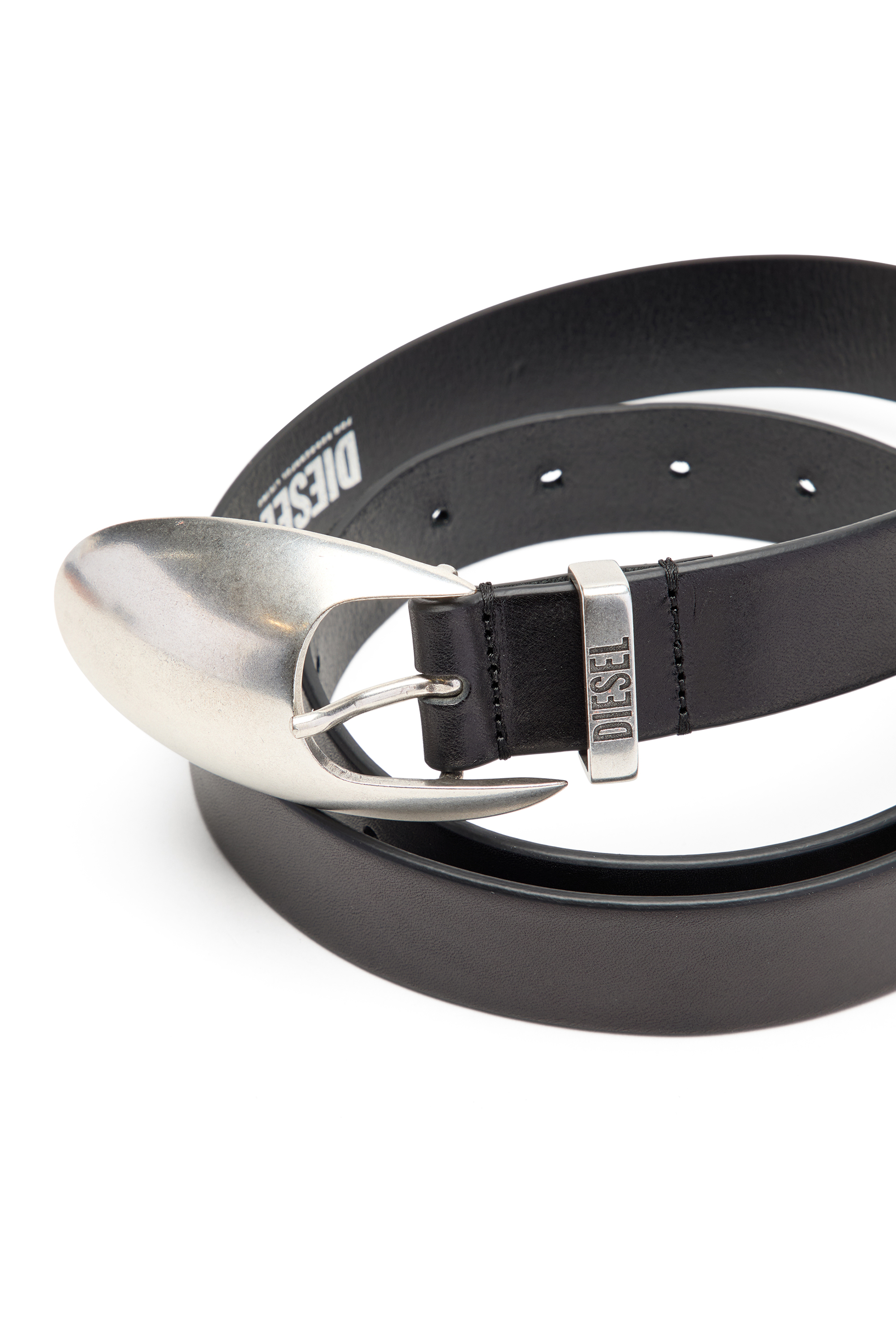 Diesel - B-ROP 30, Man's 3cm leather belt with sculptural buckle in Black - 2