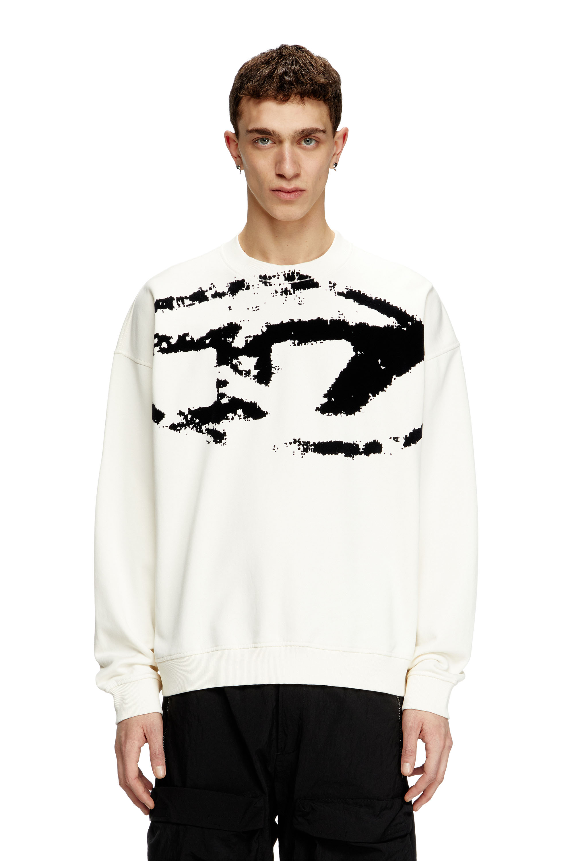 Diesel - S-BOXT-N5, Man's Sweatshirt with distressed flocked logo in null - 1