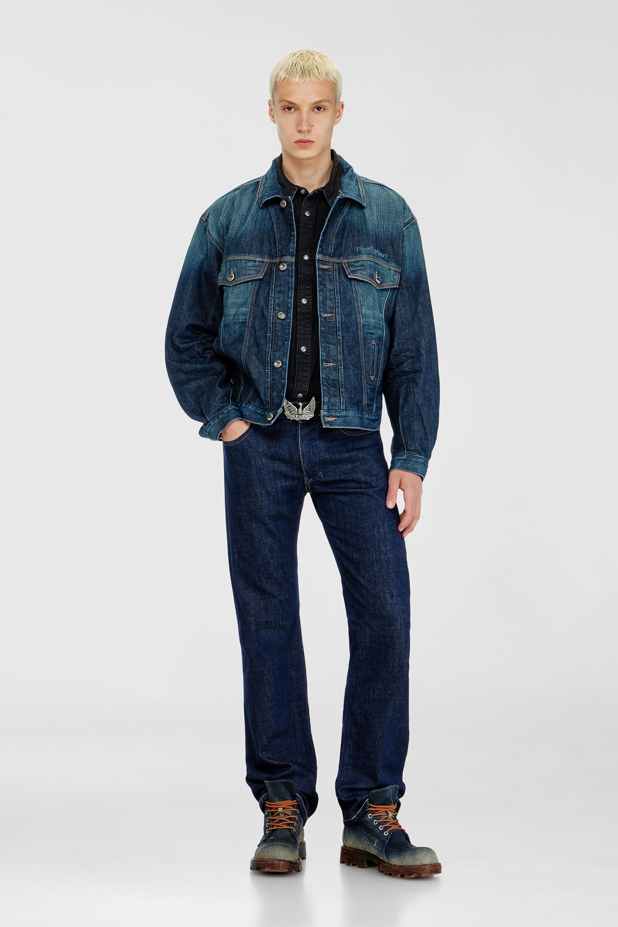 Diesel - D-DENVER-CL, Unisex's Trucker jacket in selvedge denim in Medium blue - 2