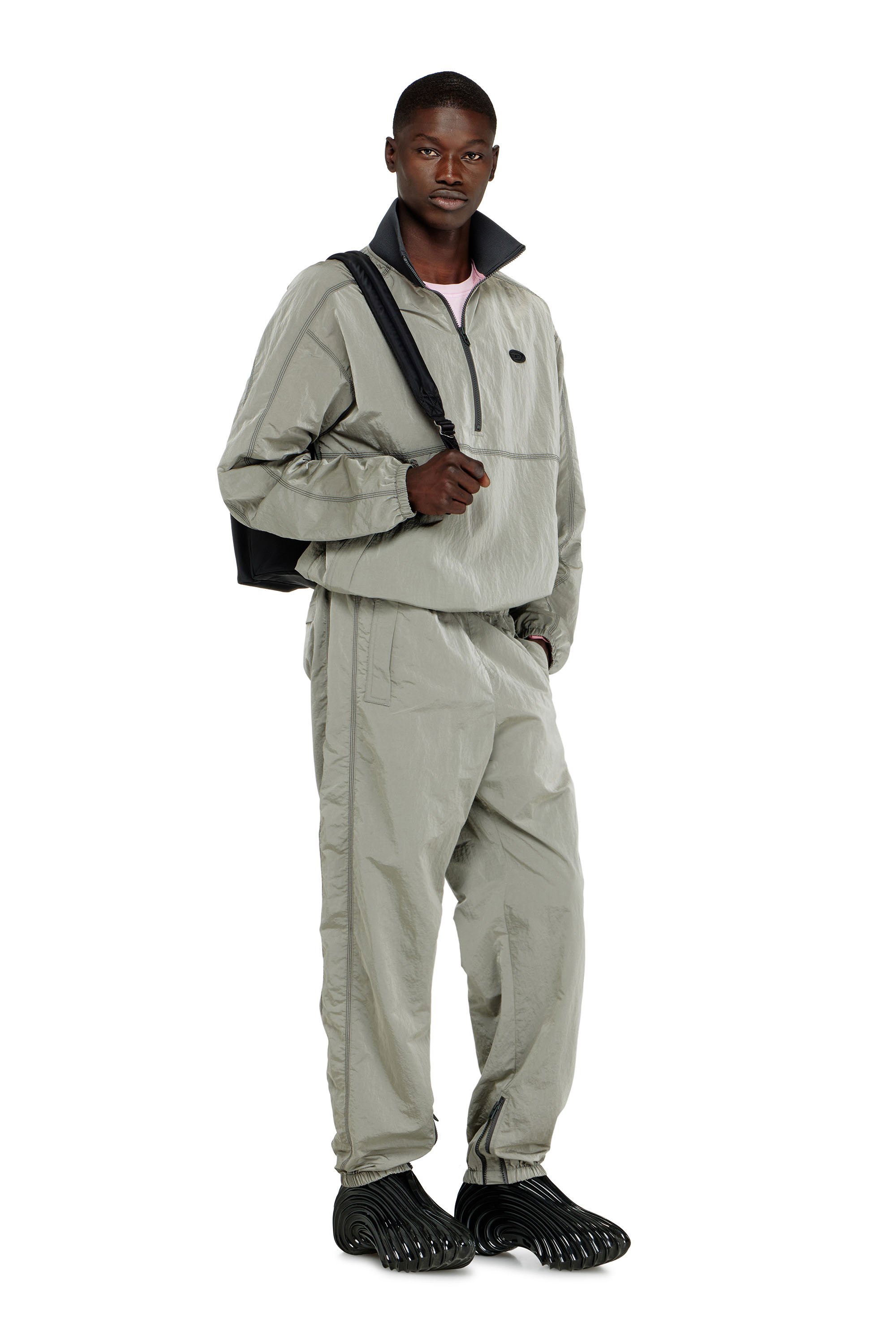 Diesel - J-ANOK, Man's Nylon jacket with crinkle effect in Light Grey - 2
