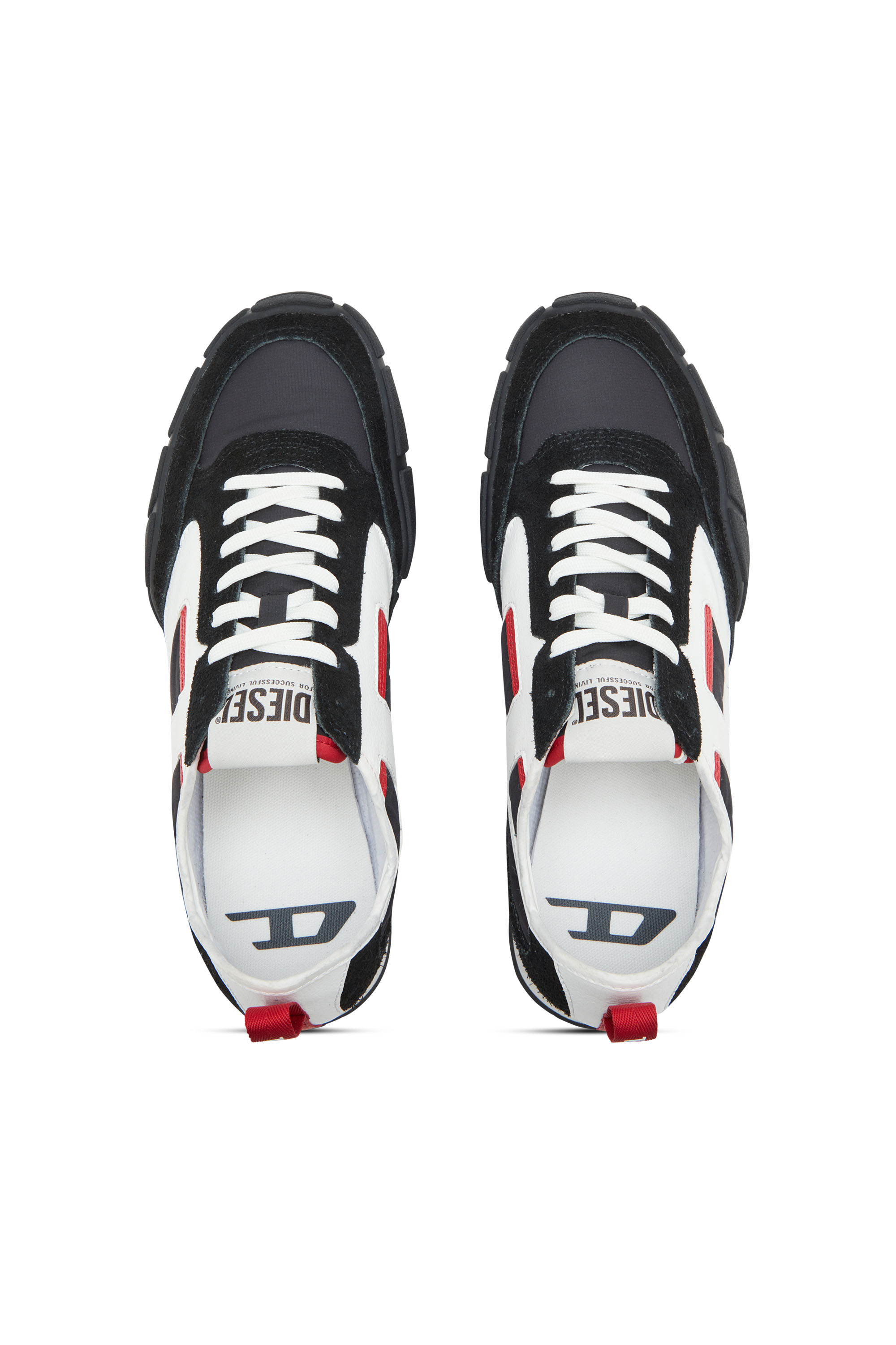 S-PAGODHA LOW, Black/Red Diesel - S-PAGODHA LOW, Man's S-Pagodha-Sneakers in leather, suede and ripstop in Black/Red - 4