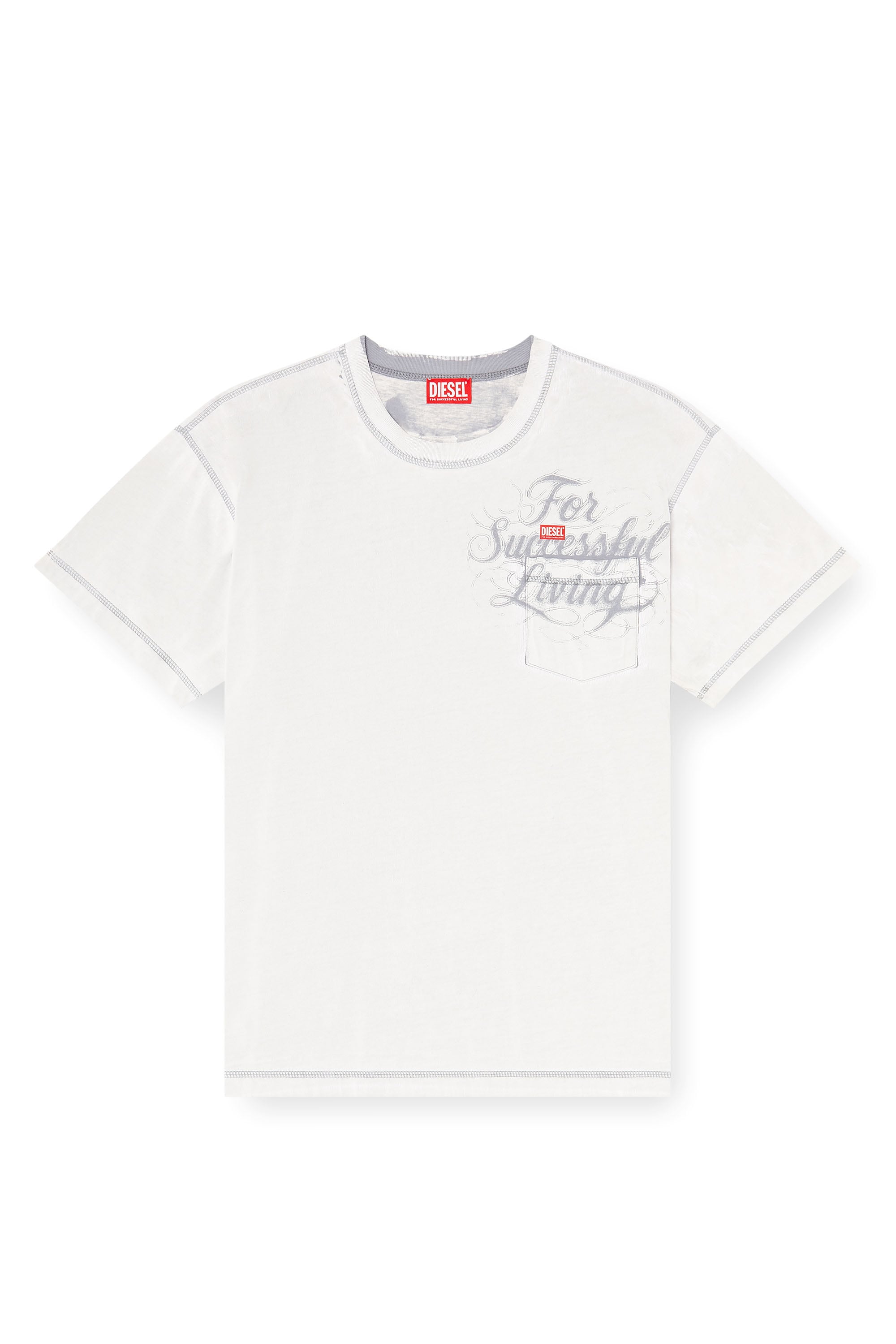 Diesel - T-NORM-POCKET-AA1, Man's T-shirt with chest pocket and graphic print in White - 3