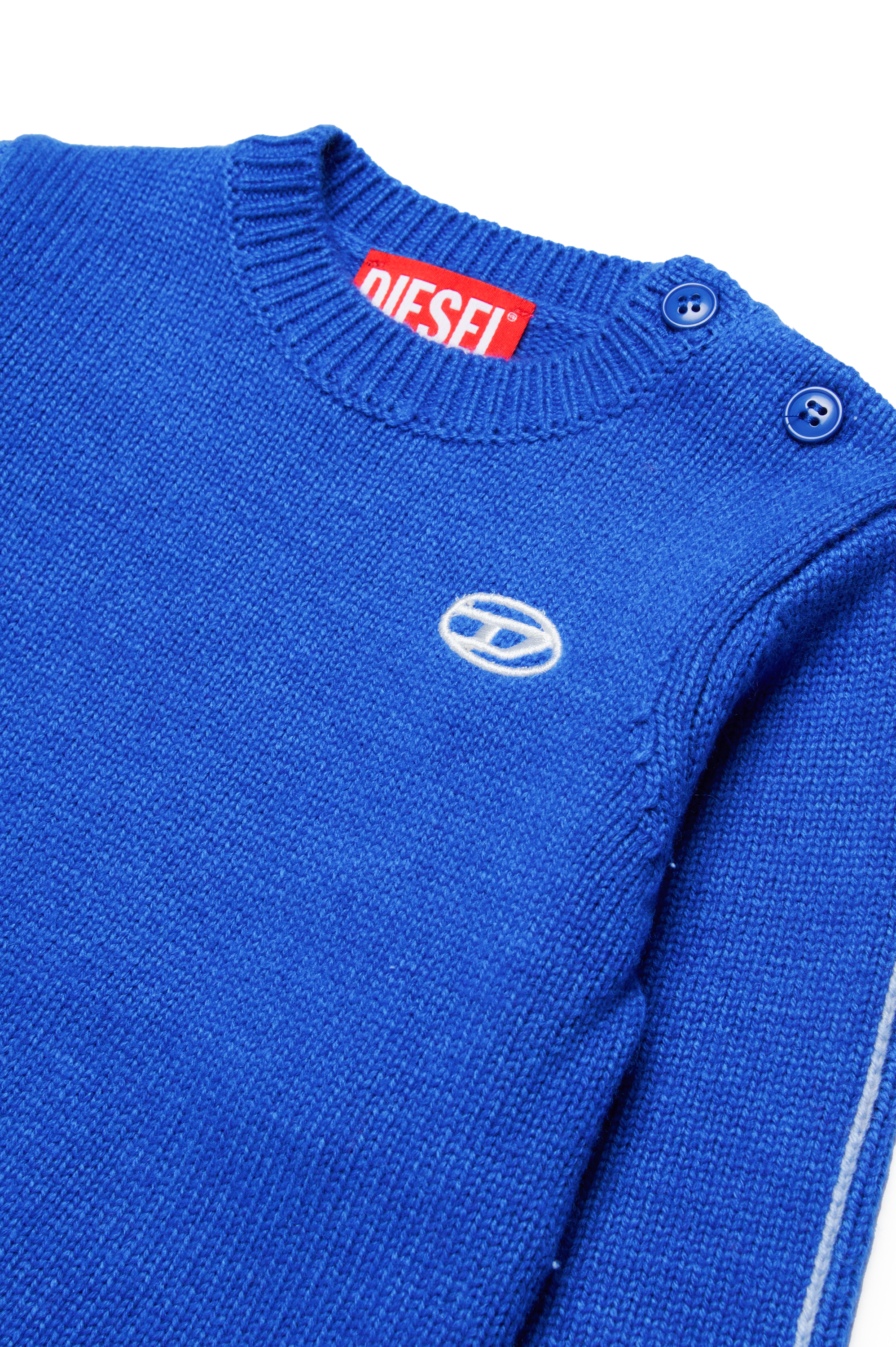 Diesel - KJOSIB, Unisex Piped jumper in cashmere-enriched blend in Blue - Image 3
