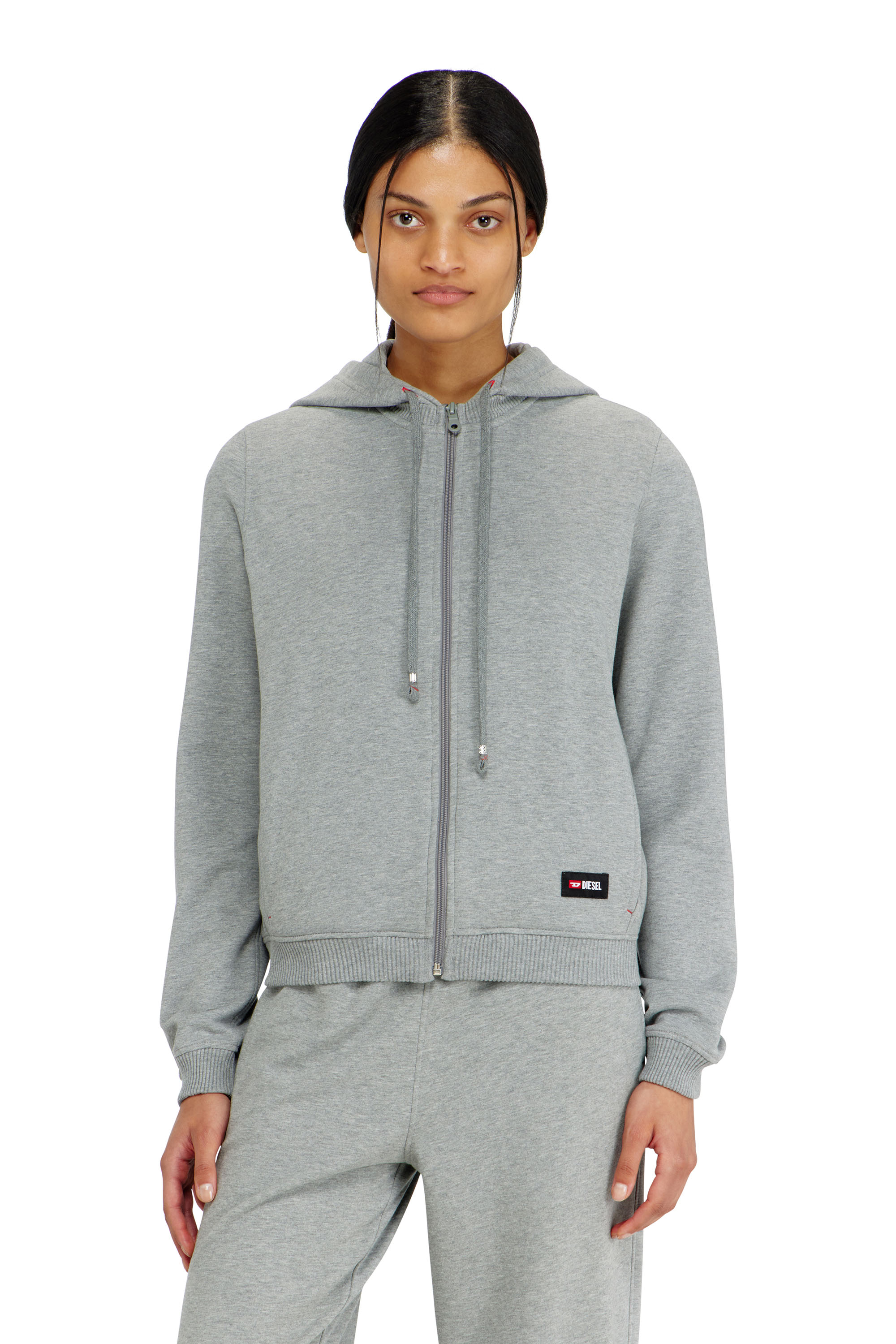 Diesel - HARRIET-D-CORE, Woman's Hoodie in peached cotton blend in Grey - 1