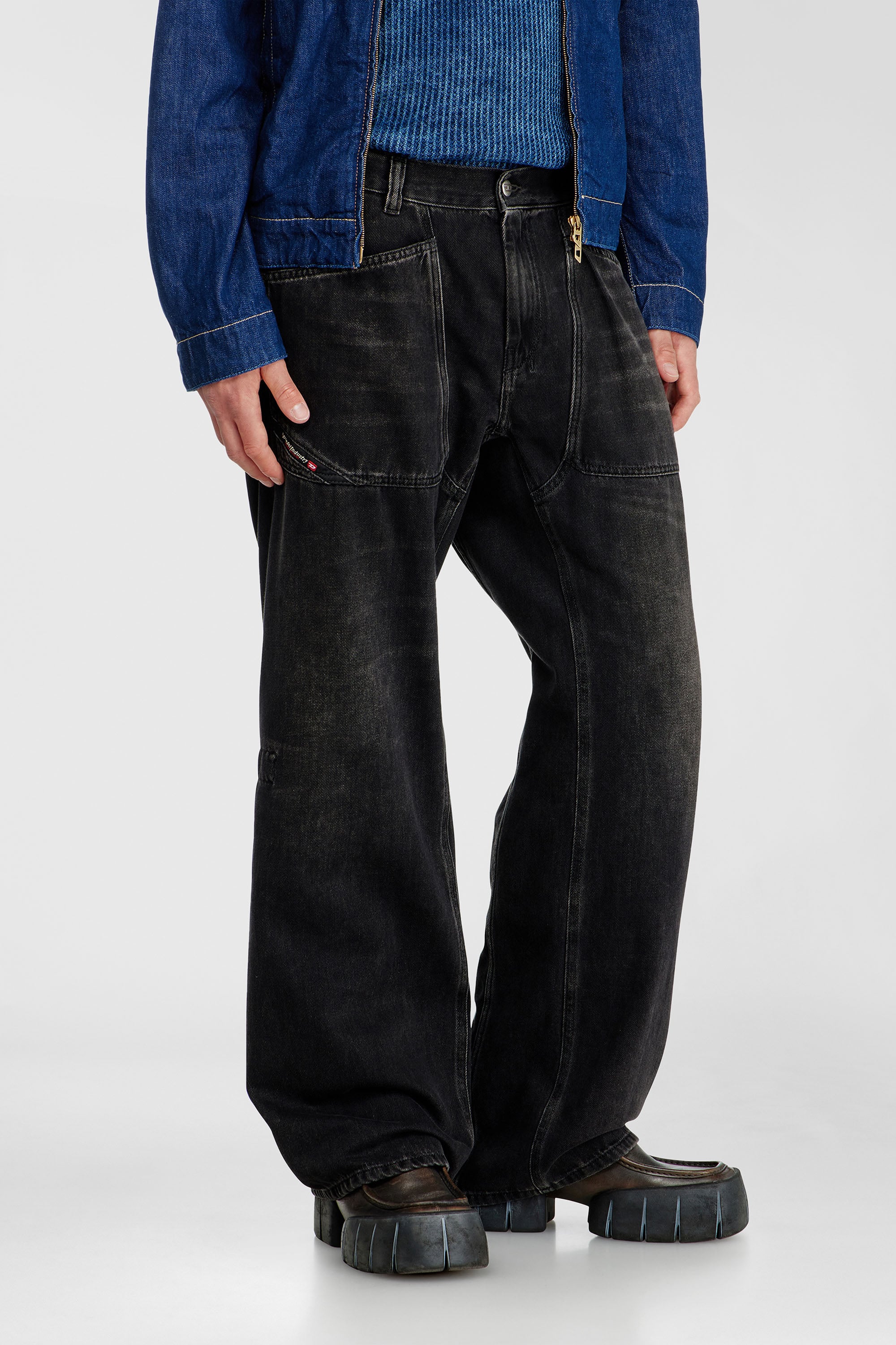 Men's Relaxed Jeans | Regular Waist D-ZetaBlack/Dark grey | Diesel LU