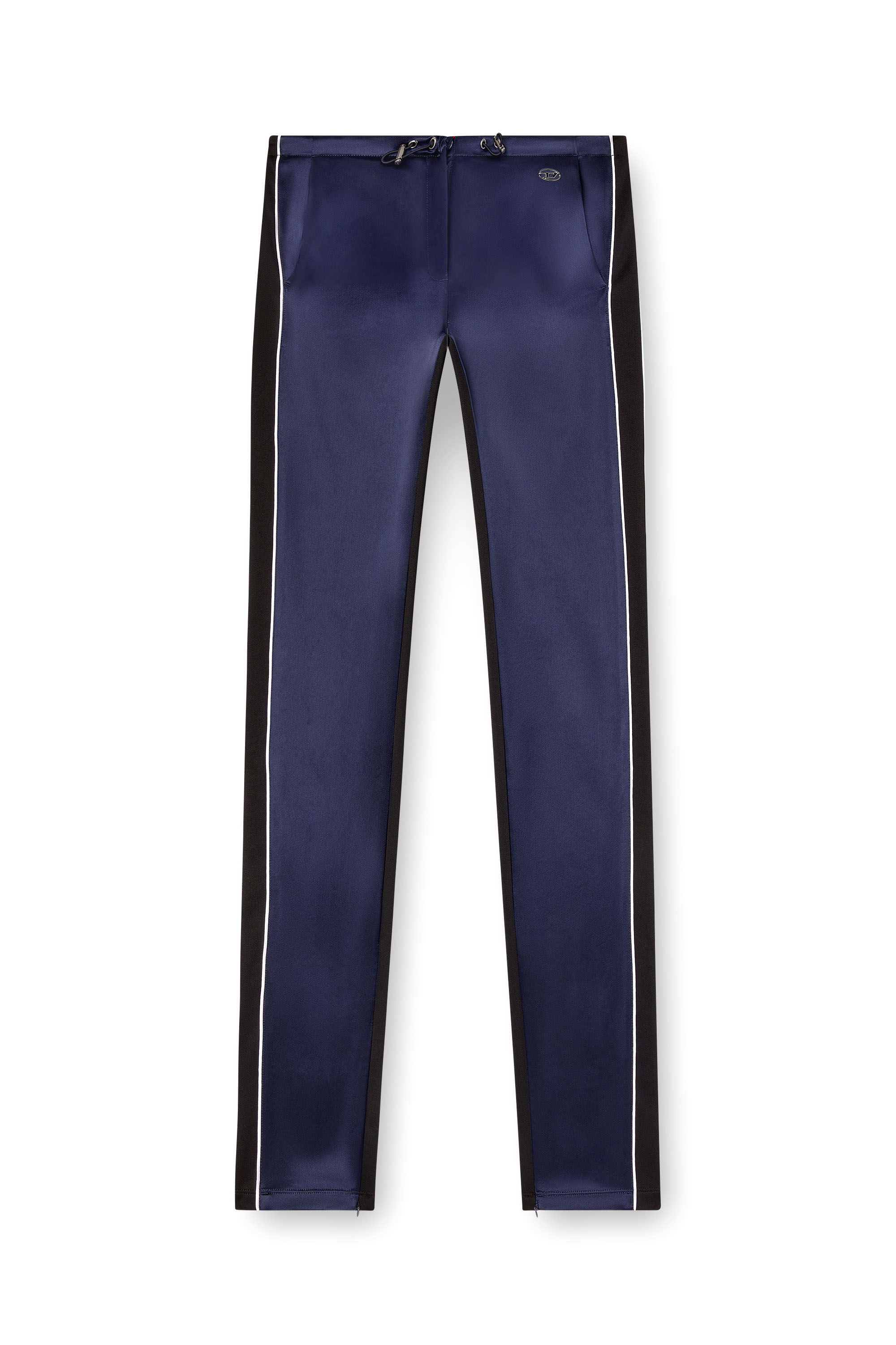 Diesel - P-ROUD, Woman's Knit and satin track pants with piping in Blue - 3