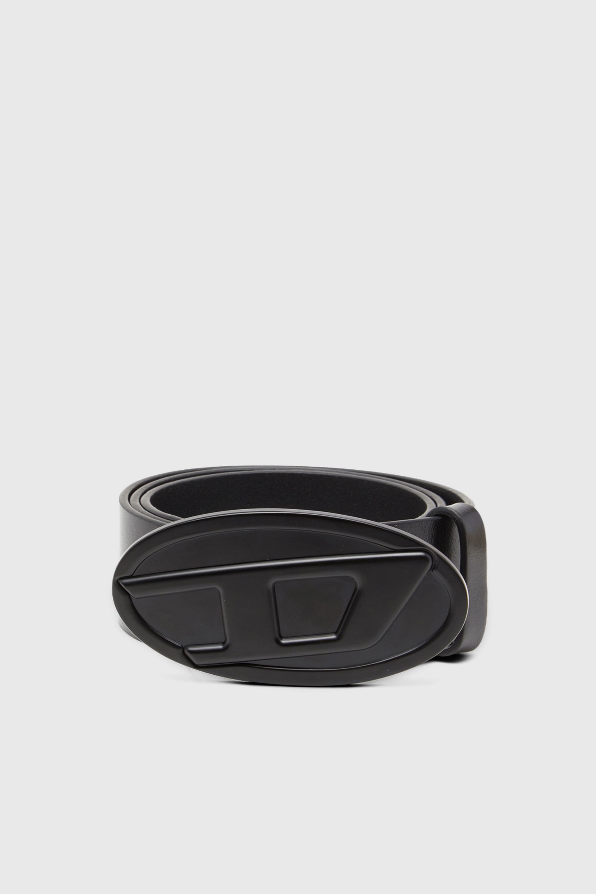 Diesel - B-1DR 2.0, Woman's 4cm leather belt with Oval D plaque in Black - 1