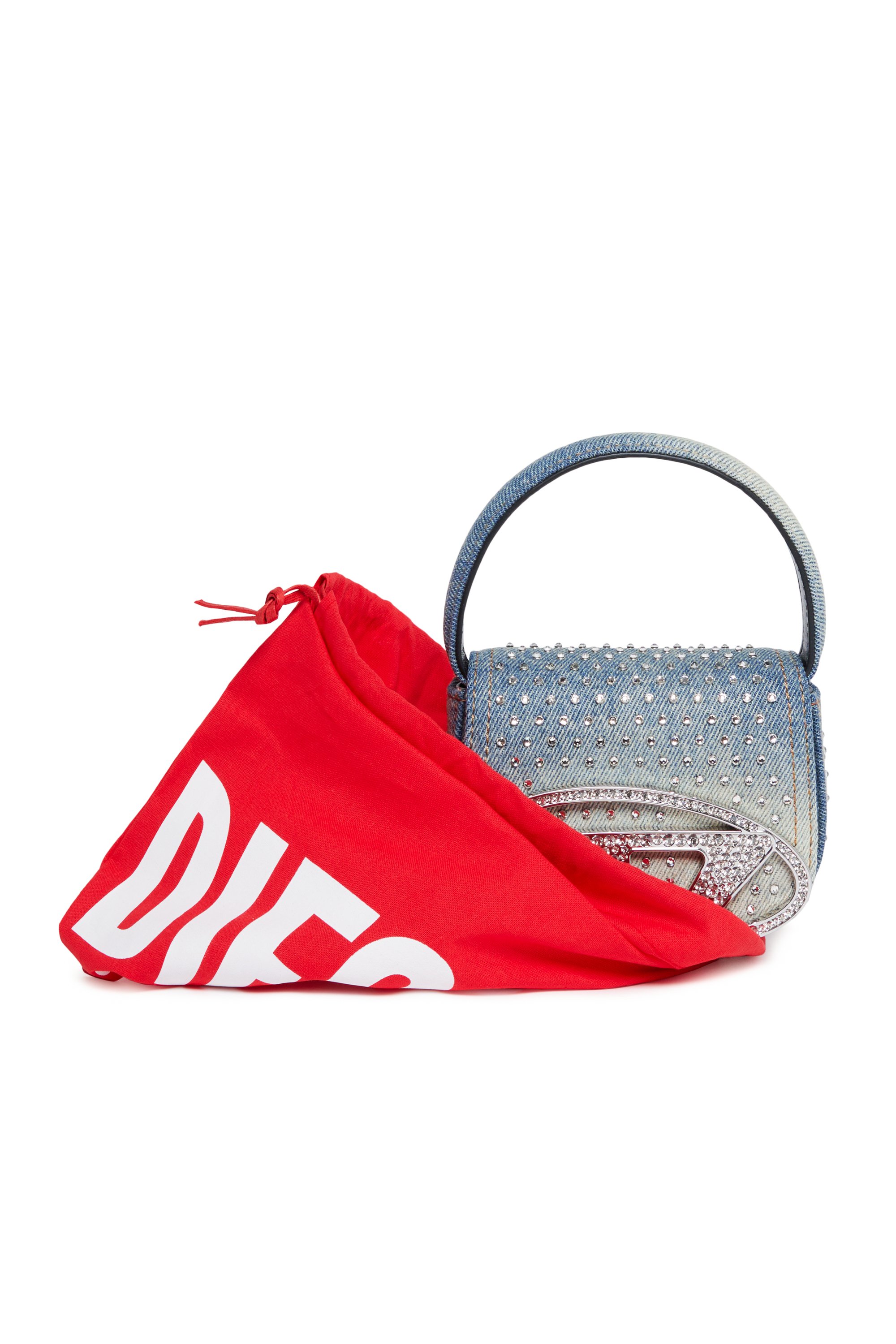 Diesel - 1DR XS, Woman's Iconic mini bag in denim and crystals in Blue - 5