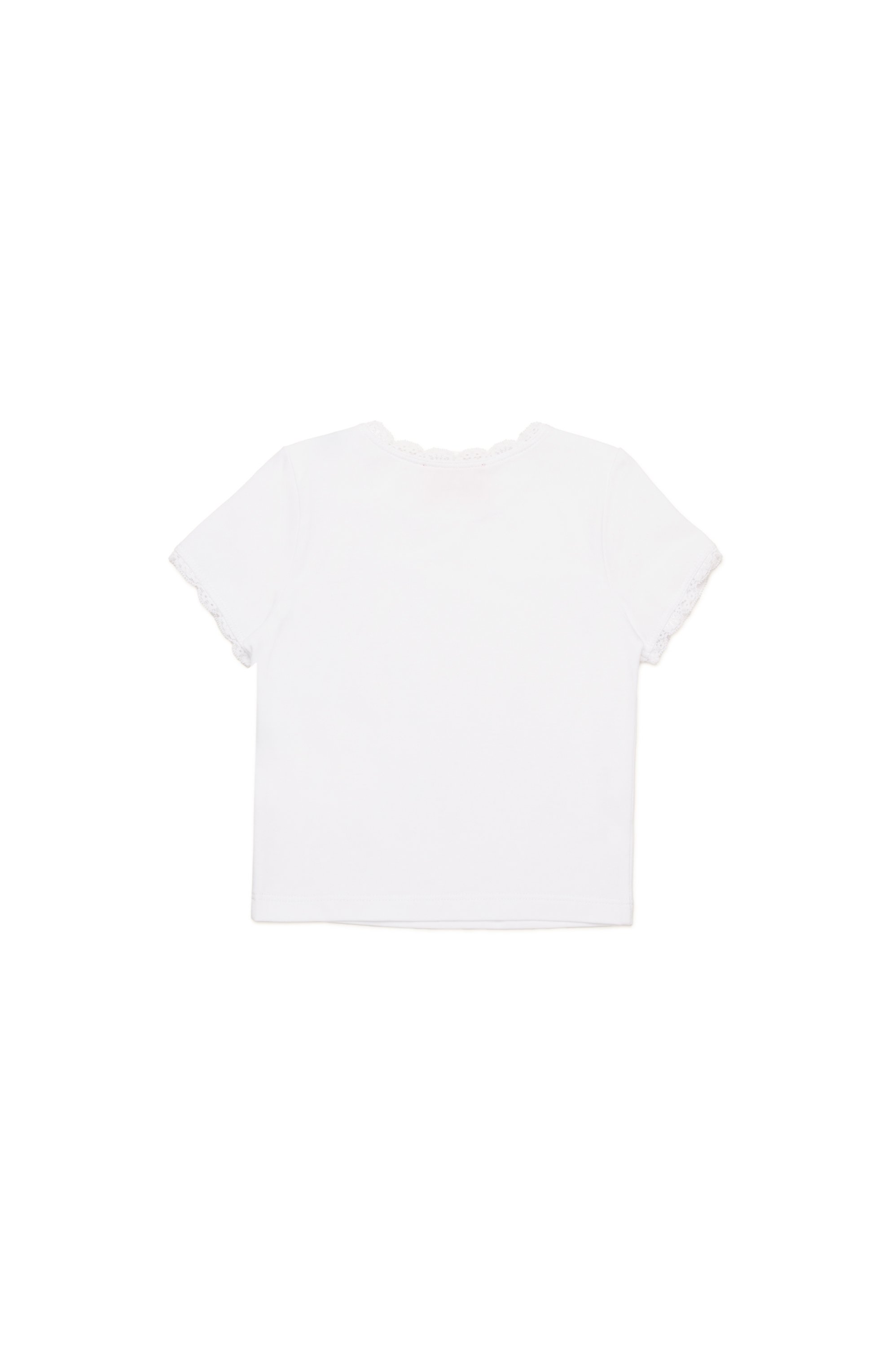 Diesel - TLUCIB, Woman's Lace-trim T-shirt with sunglasses print in White - 2