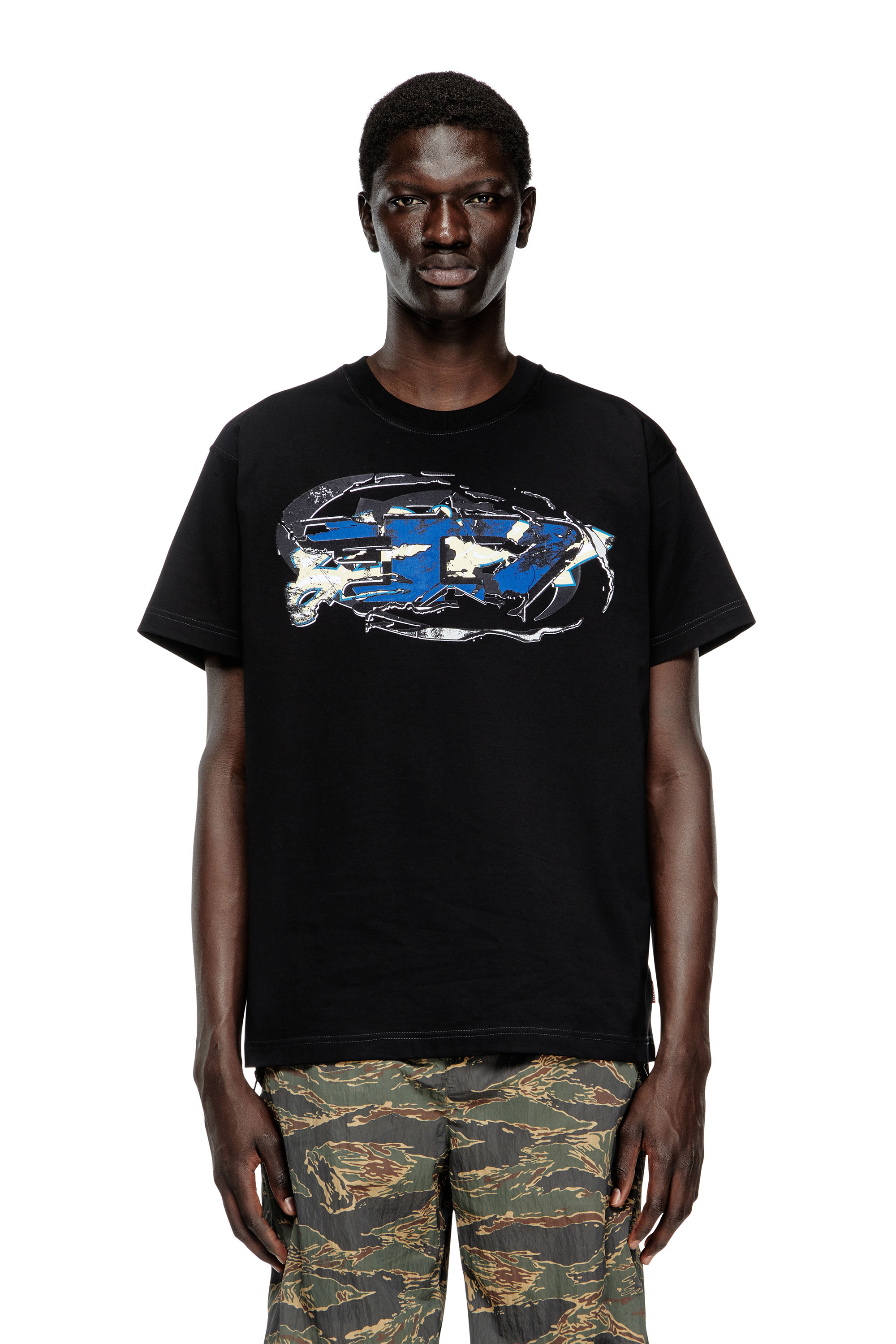 Diesel - T-NORM-T11, Man's T-shirt with Oval D logo in Black - 1